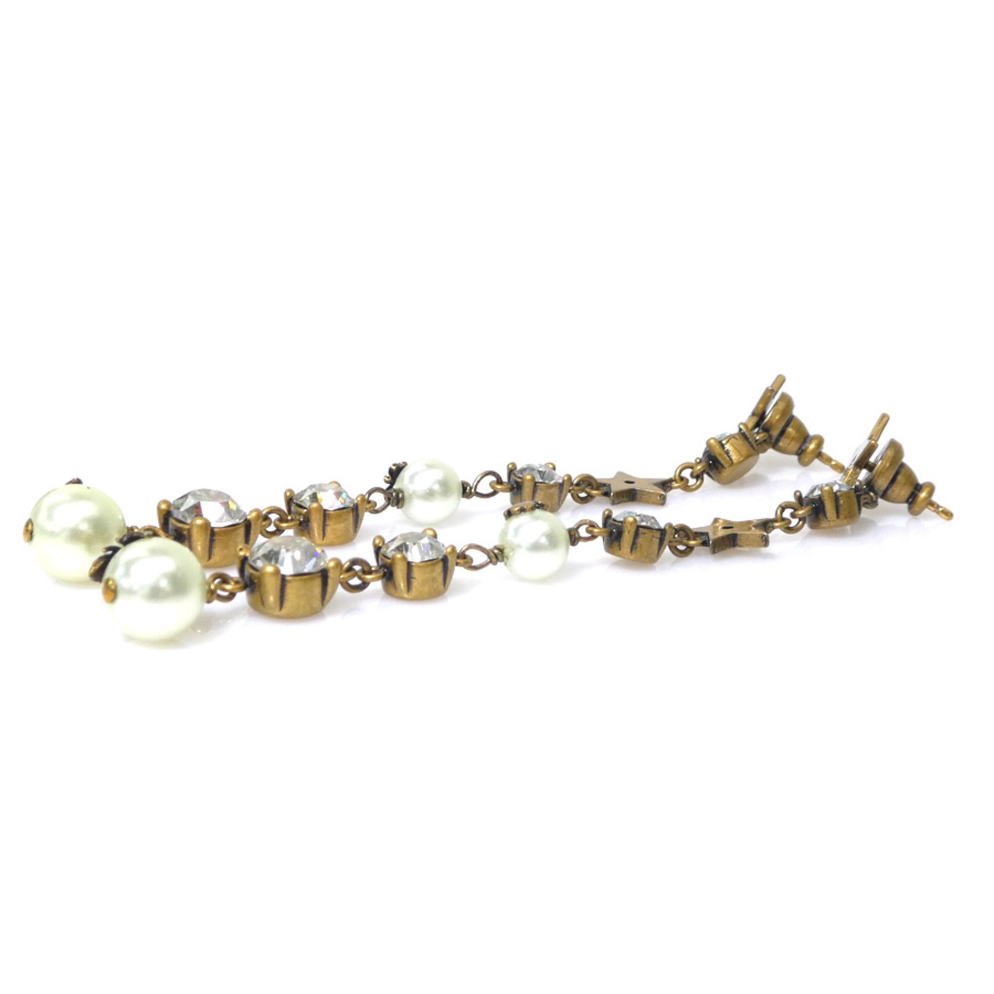 Dior Christian Dior earrings, metal, faux pearl, gold, white, women's, h32155k Size ONE SIZE - 3 Thumbnail