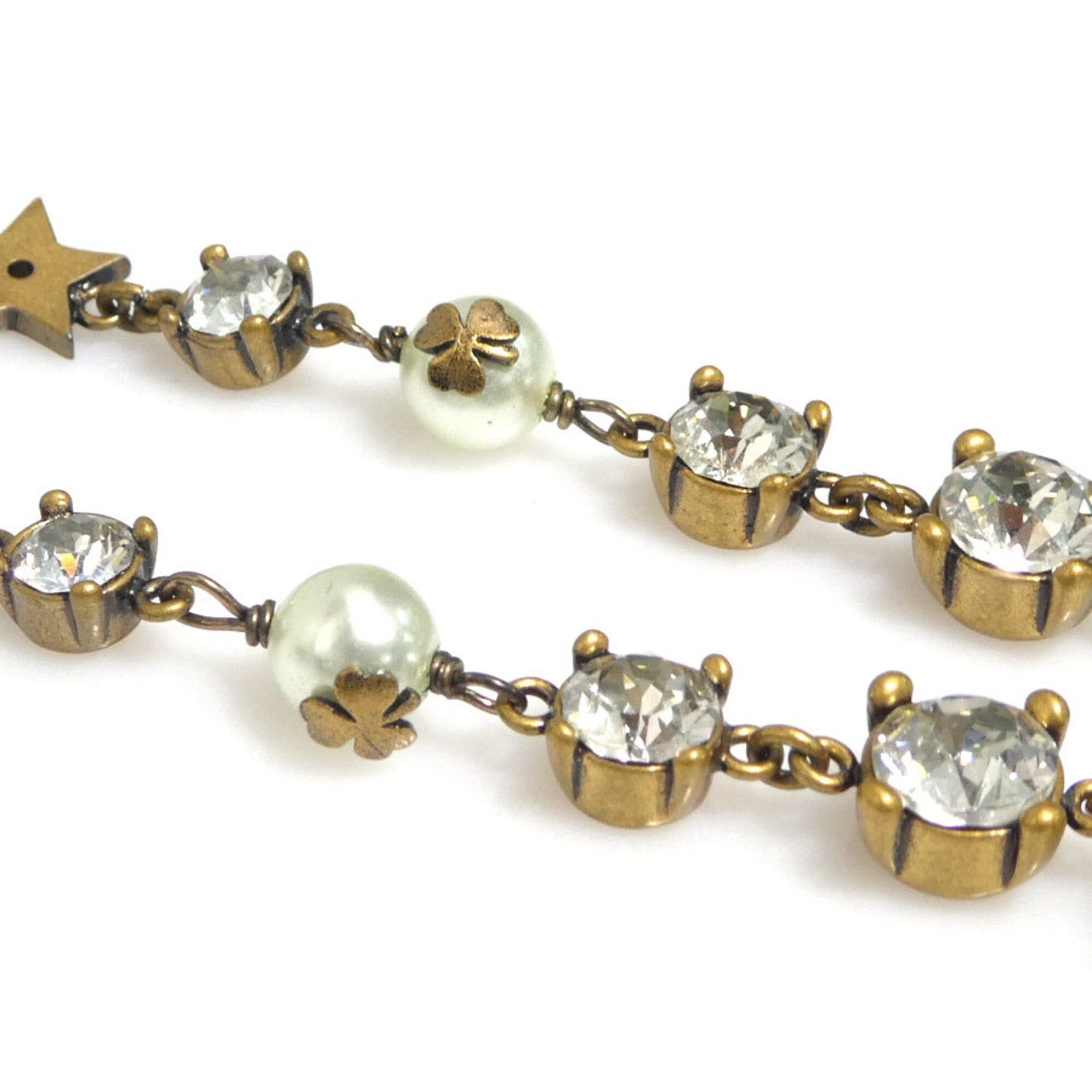 Dior Christian Dior earrings, metal, faux pearl, gold, white, women's, h32155k Size ONE SIZE - 7 Thumbnail