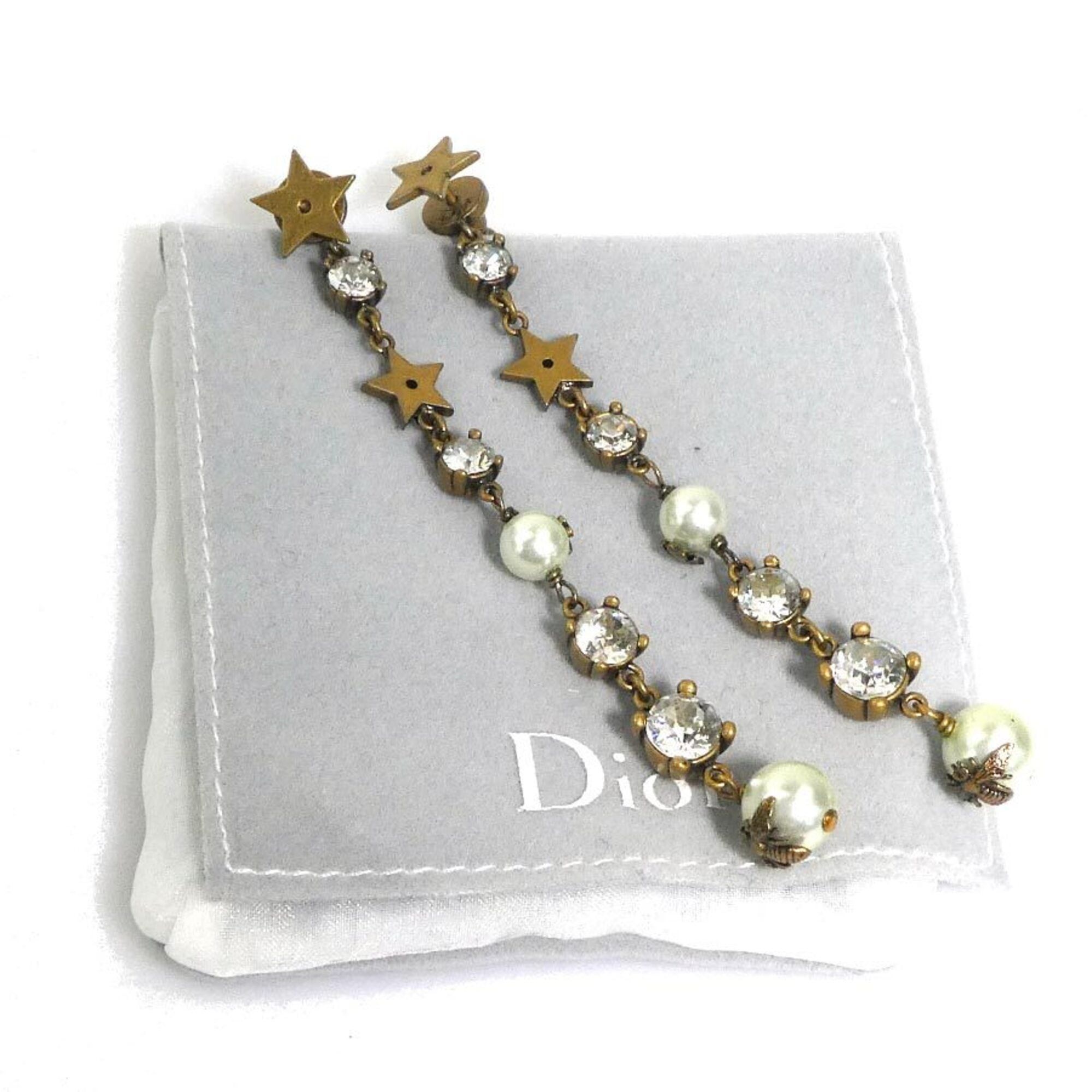 Dior Christian Dior earrings, metal, faux pearl, gold, white, women's, h32155k Size ONE SIZE - 10 Thumbnail