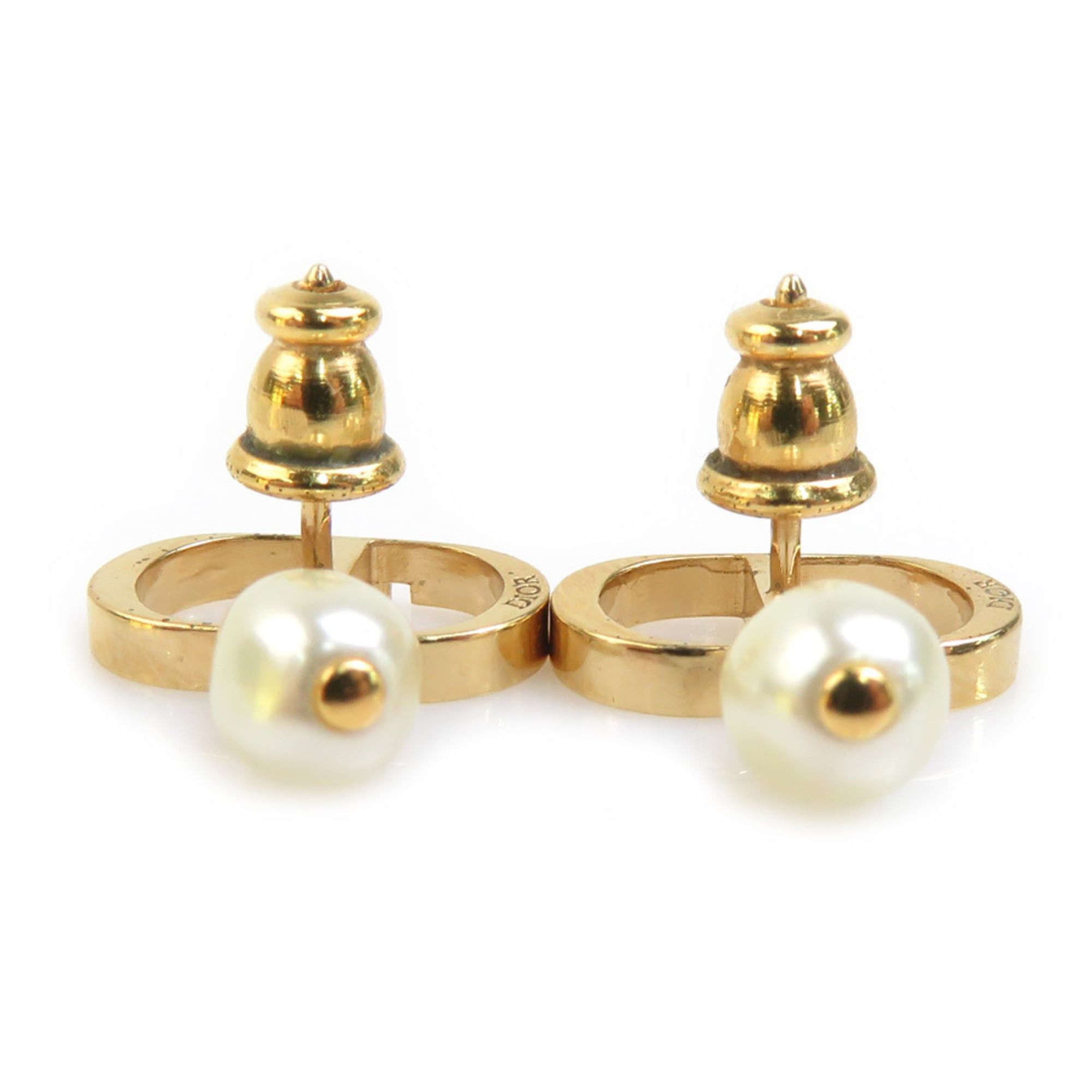 Dior Christian Dior earrings, metal, faux pearl, gold, white, women's, h32151j Size ONE SIZE - 5 Thumbnail