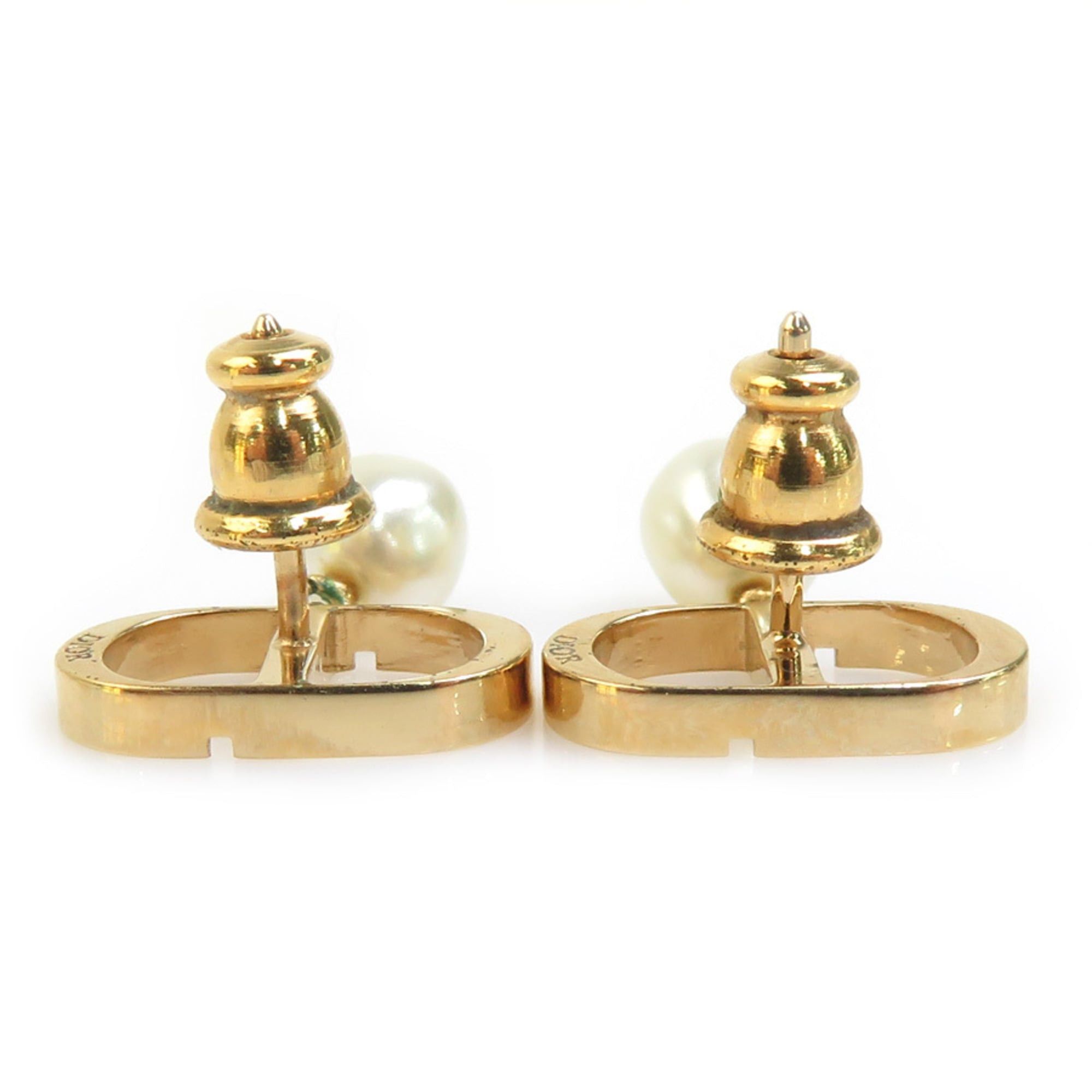Dior Christian Dior earrings, metal, faux pearl, gold, white, women's, h32151j Size ONE SIZE - 6 Thumbnail