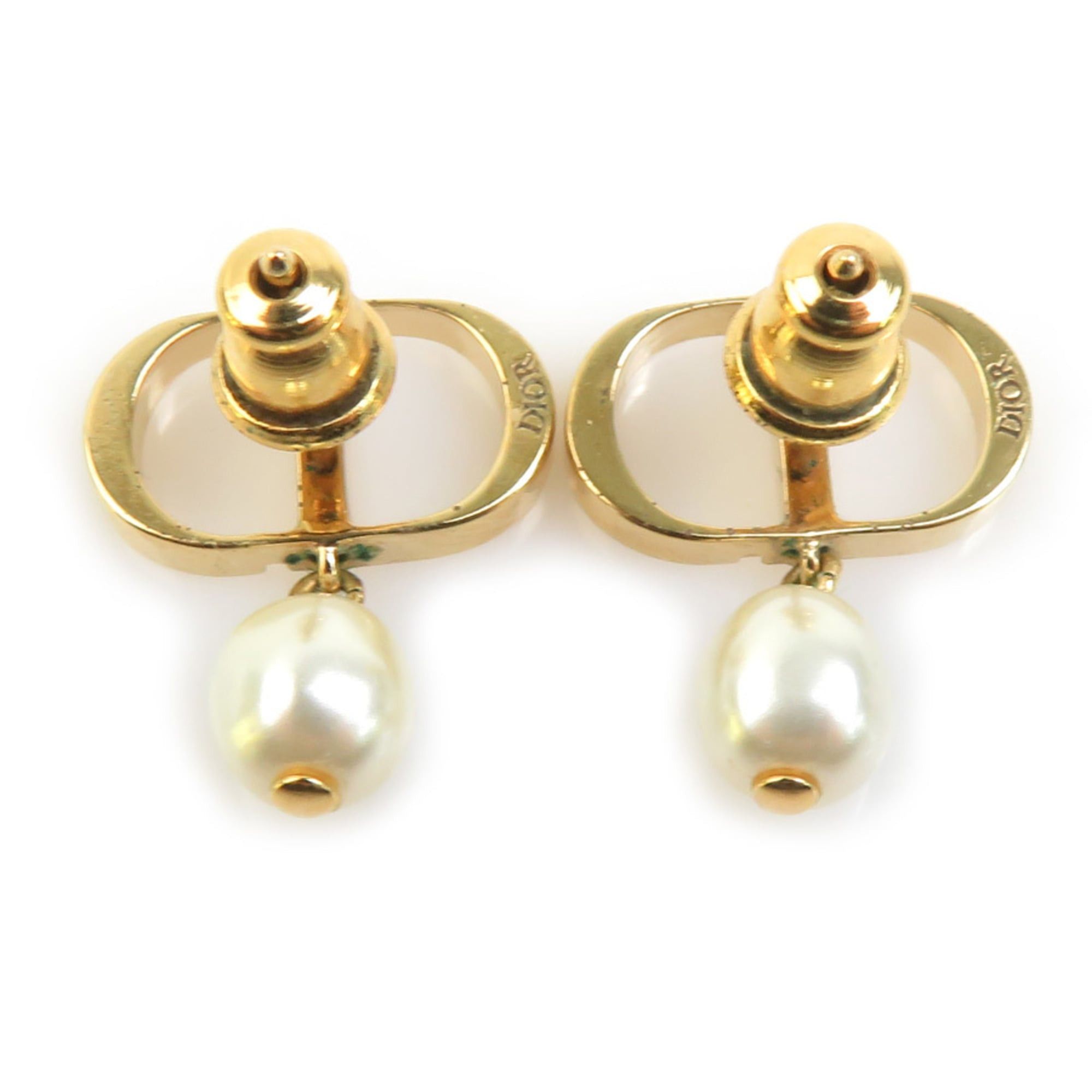 Dior Christian Dior earrings, metal, faux pearl, gold, white, women's, h32151j Size ONE SIZE - 4 Thumbnail