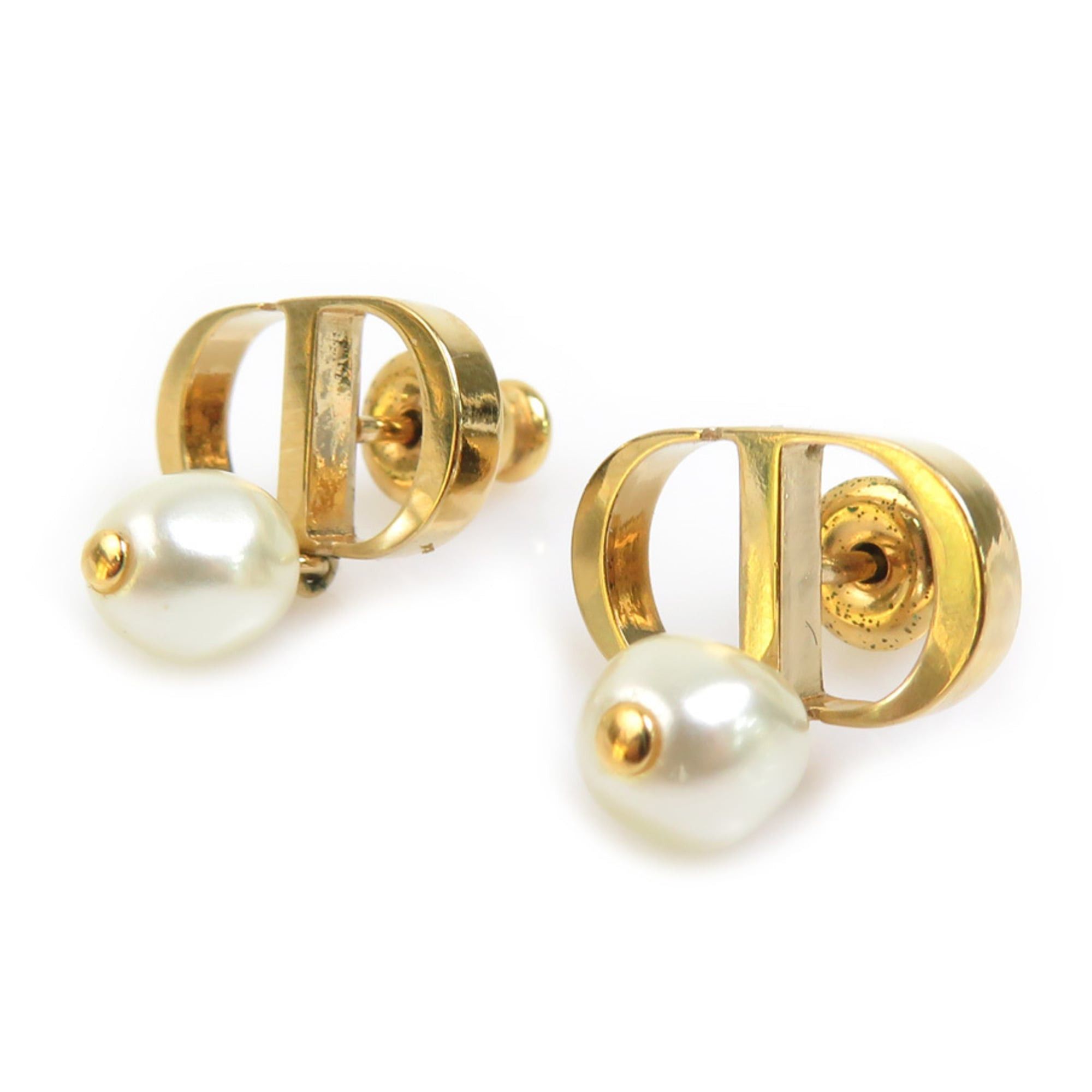 Dior Christian Dior earrings, metal, faux pearl, gold, white, women's, h32151j Size ONE SIZE - 2 Thumbnail