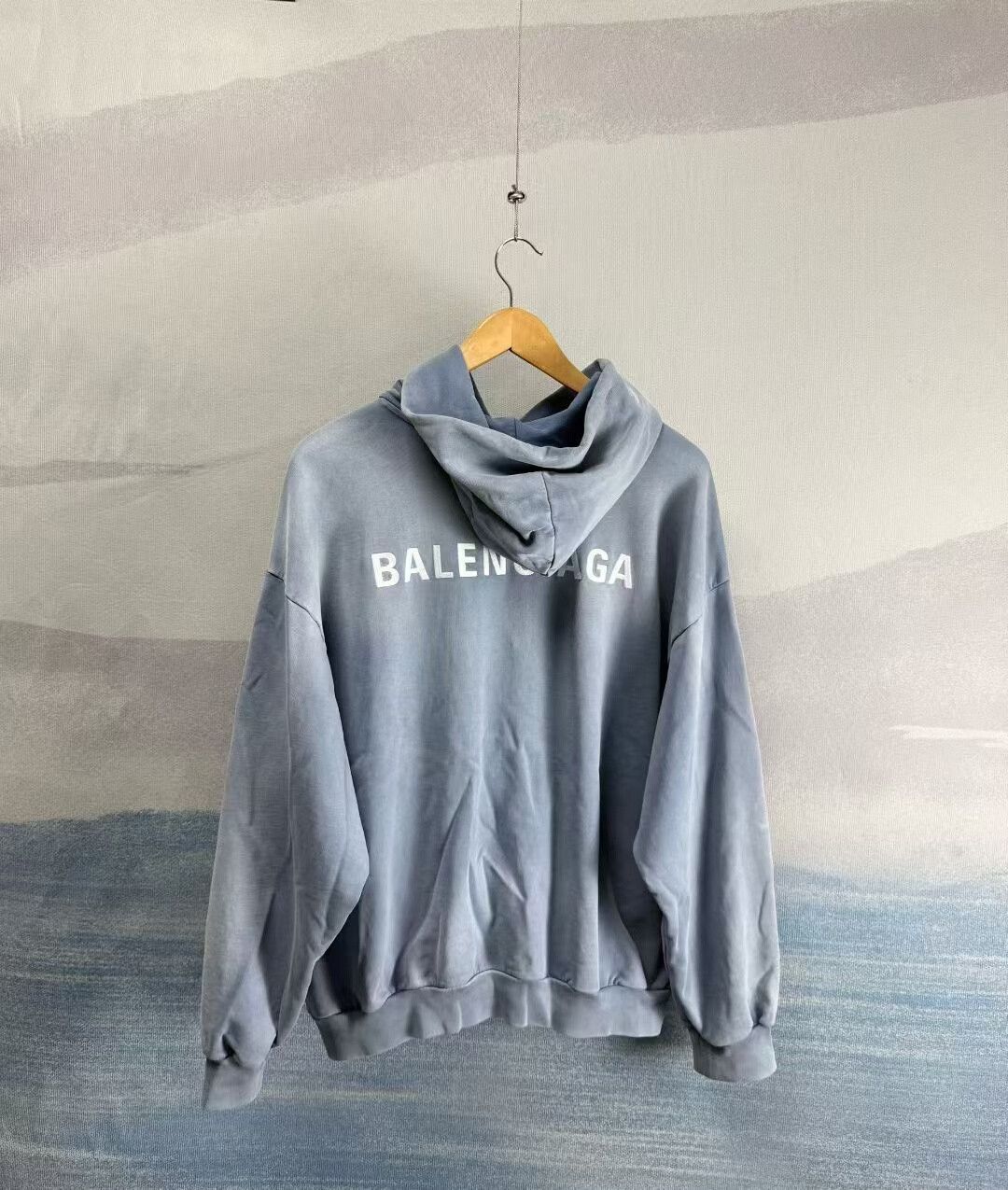 Balenciaga Balenciaga Haze Blue Oversize Letter Embroidery Hoodie Size US M / EU 48-50 / 2 - 3 Thumbnail