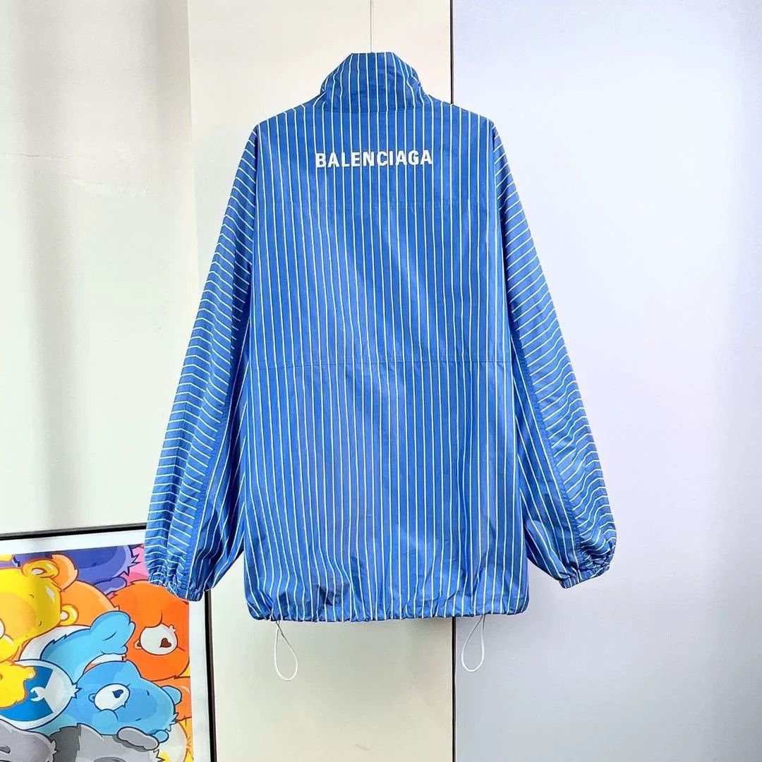 Balenciaga Balenciaga Blue White Striped Zip Jacket Size US S / EU 44-46 / 1 - 2 Thumbnail