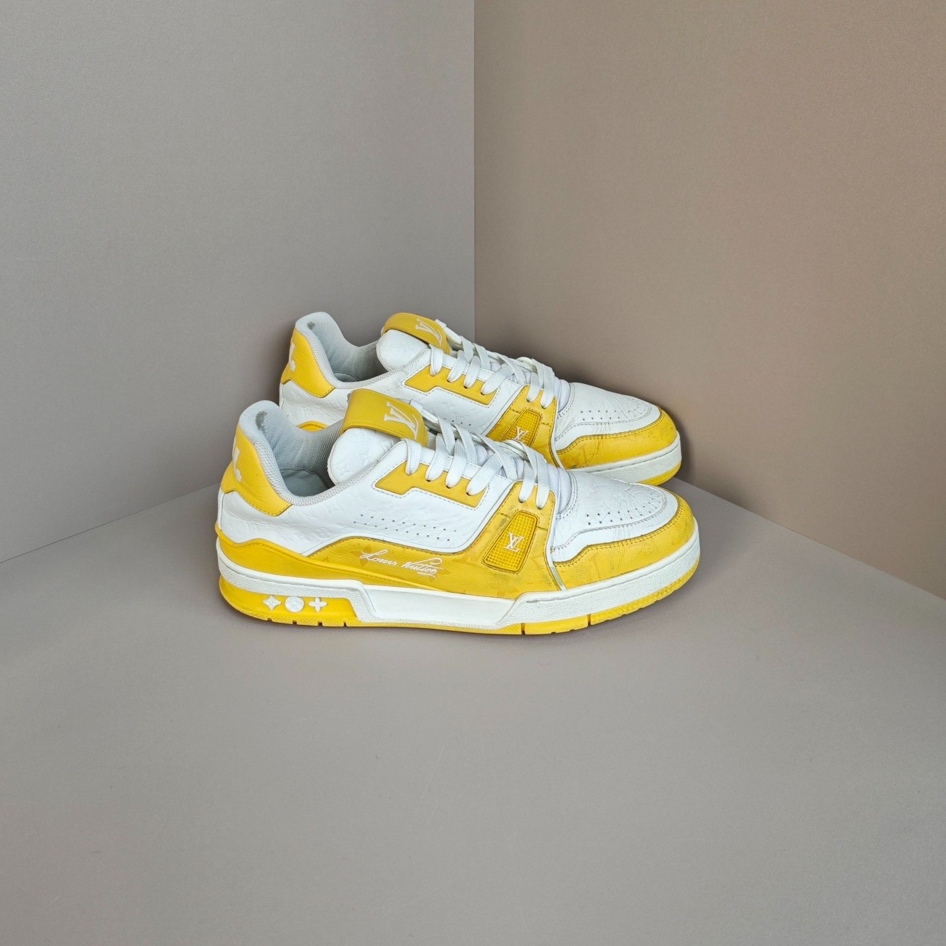 Louis Vuitton LV Trainer White Yellow Sneakers Size US 8.5 / EU 41-42 - 4 Thumbnail