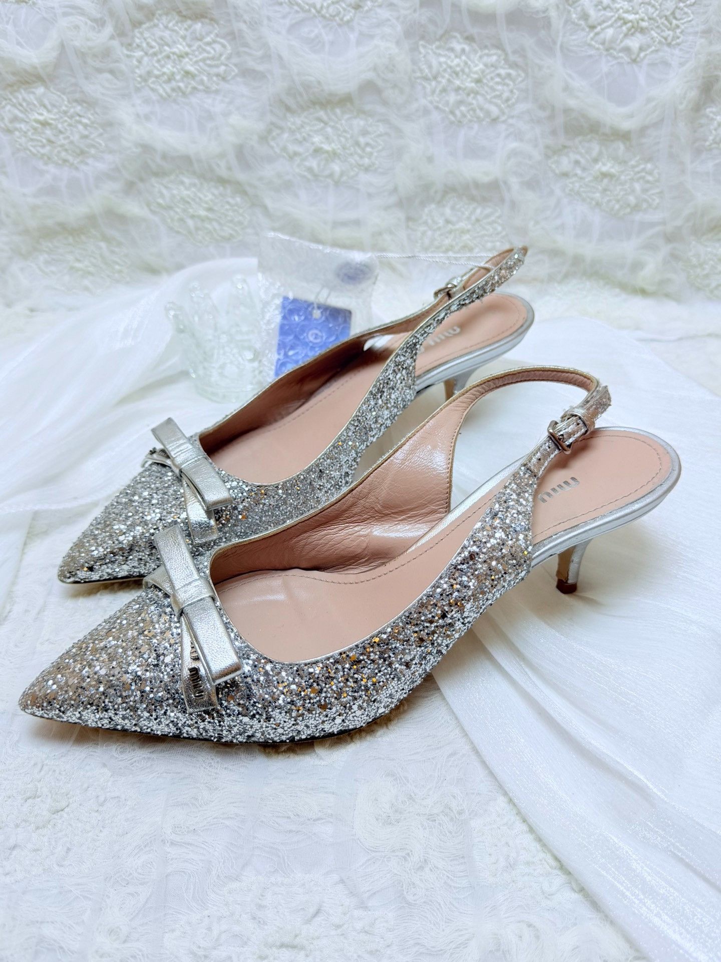 Miu Miu Miu Miu Silver Sandals us_7 Women Size US 7 / IT 37 - 2 Thumbnail
