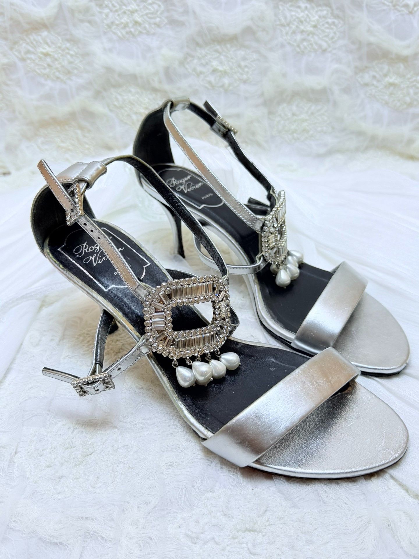 Roger Vivier Roger Vivier Retro Silver Sandals us_6-5 Women Size US 6.5 / IT 36.5 - 2 Thumbnail