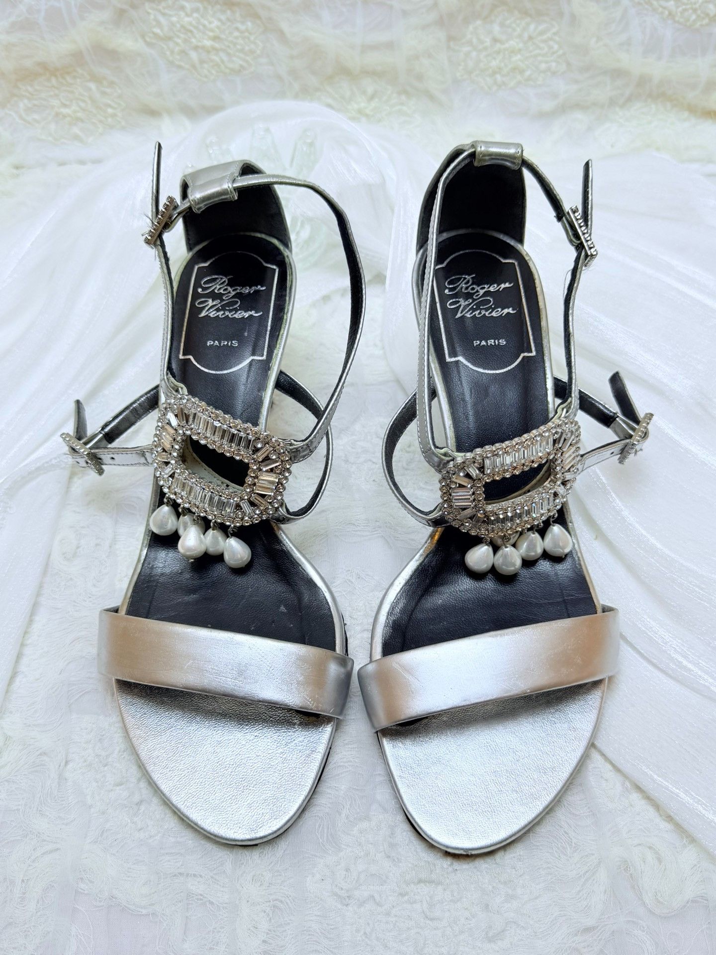 Roger Vivier Roger Vivier Retro Silver Sandals us_6-5 Women Size US 6.5 / IT 36.5 - 3 Thumbnail