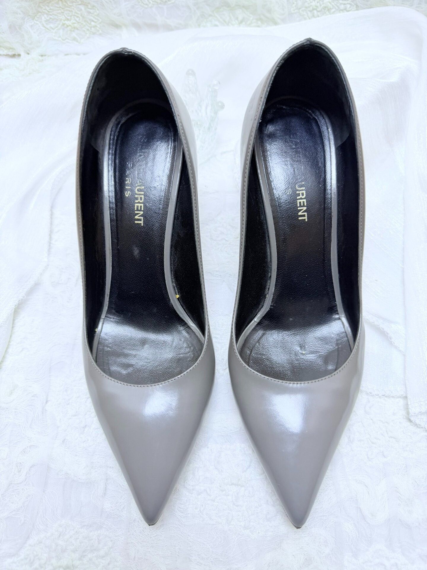Saint Laurent Paris Saint Laurent Paris Patent Gray Lowtop Sneakers us_7 Women Size US 7 / IT 37 - 3 Thumbnail