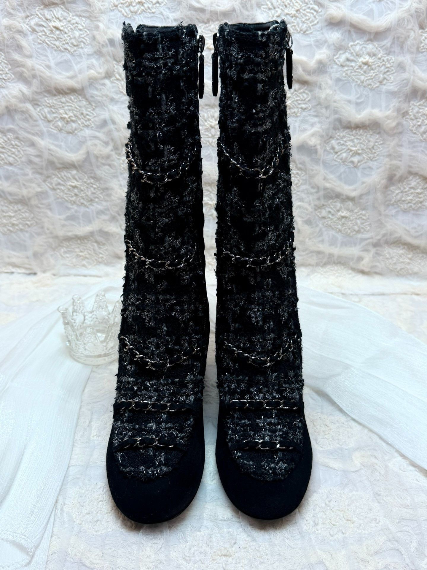Chanel Chanel Knit Gray Boots us_5-5 Women Size US 5.5 / IT 35.5 - 5 Thumbnail