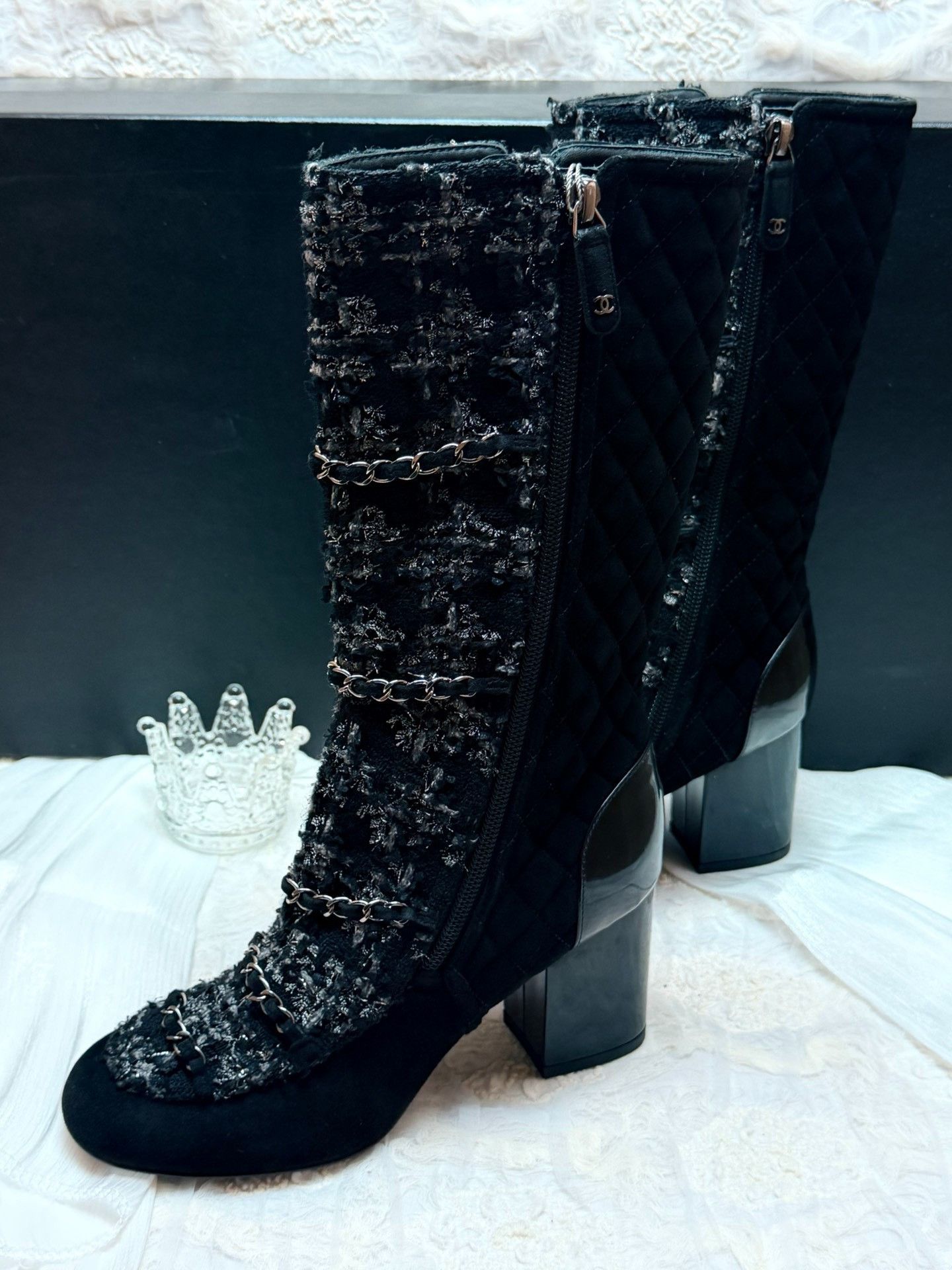Chanel Chanel Knit Gray Boots us_5-5 Women Size US 5.5 / IT 35.5 - 2 Thumbnail