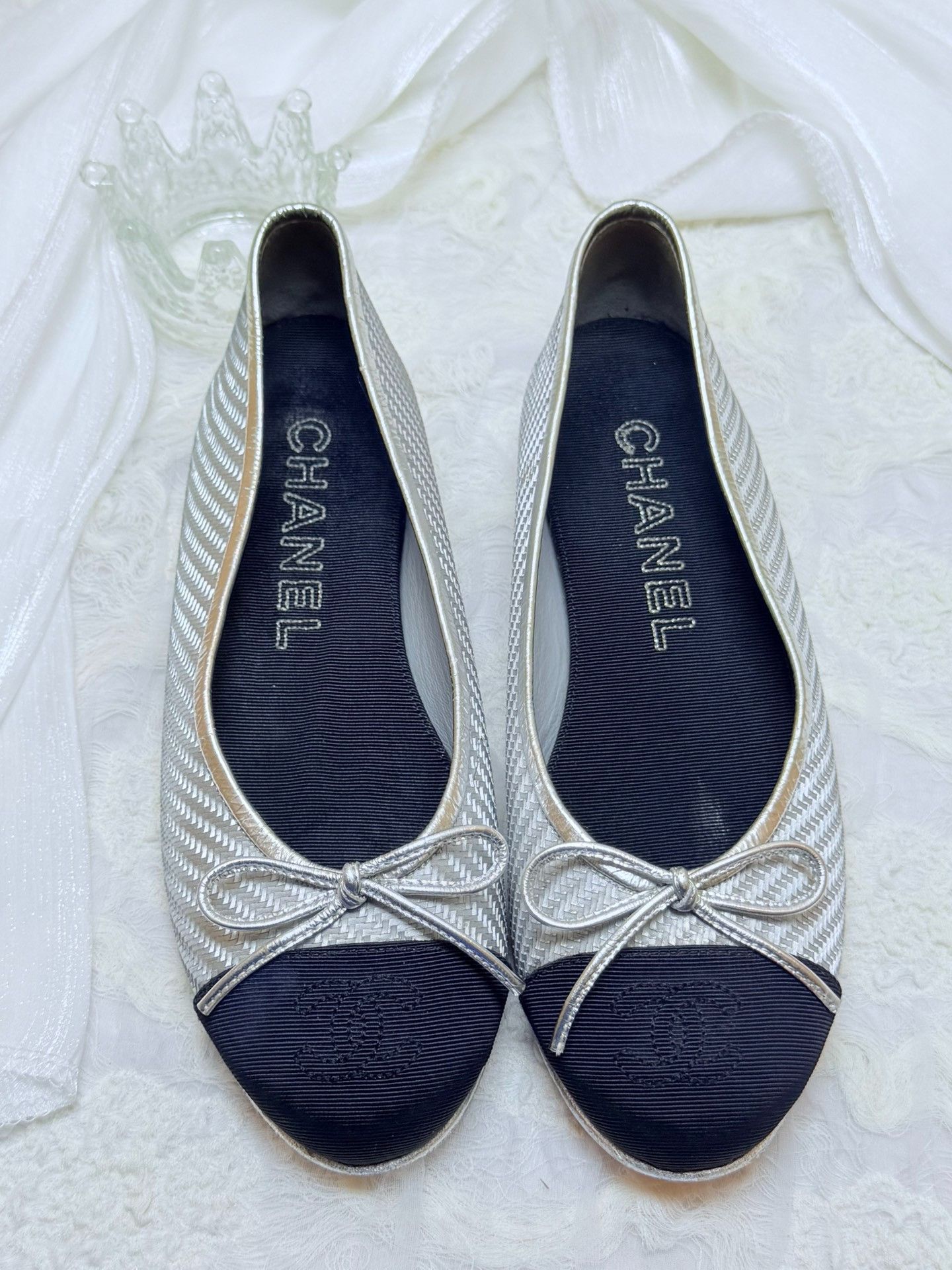 Chanel Chanel Patchwork Silver Lowtop Sneakers us_5-5 Women Size US 5.5 / IT 35.5 - 2 Thumbnail