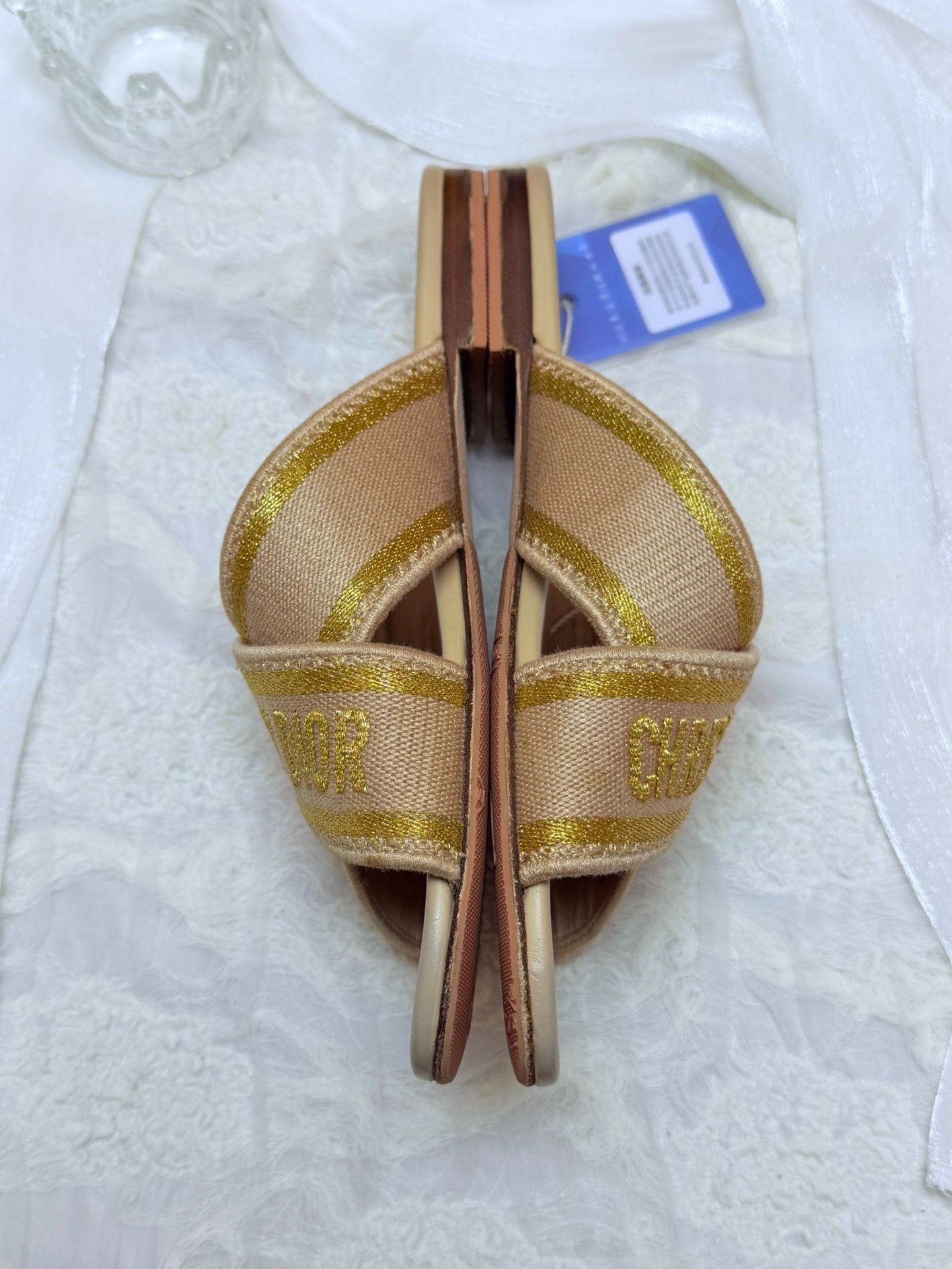 Dior Dior Embroidered Gold Sandals us_5 Women Size US 5 / IT 35 - 3 Thumbnail