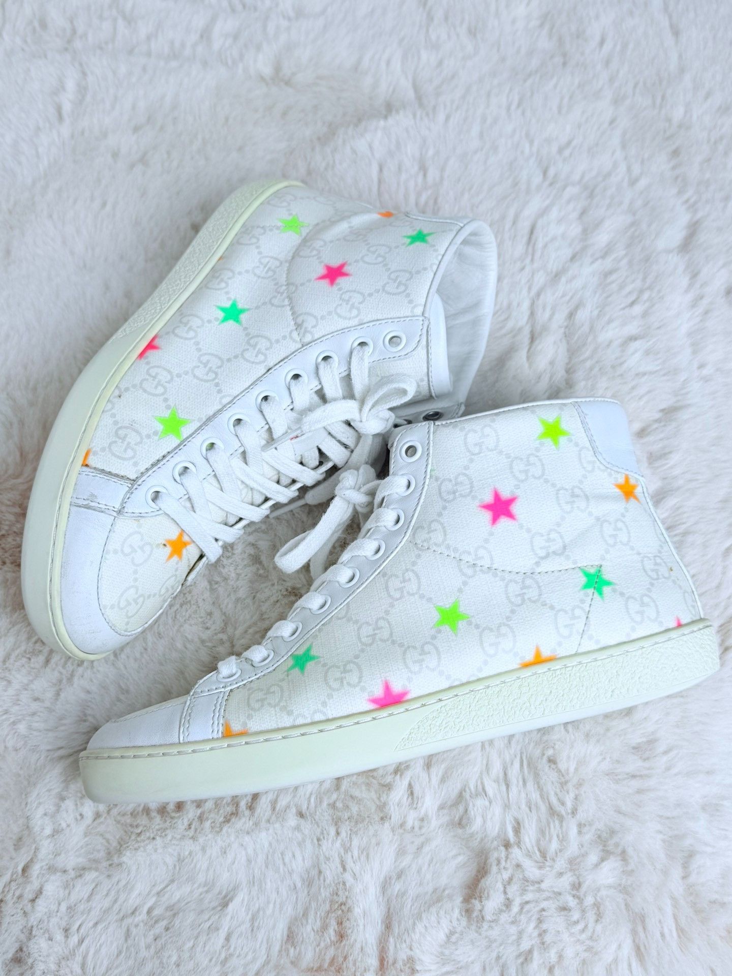 Gucci Gucci White Hitop Sneakers us_5-5 Women Size US 5.5 / IT 35.5 - 4 Thumbnail