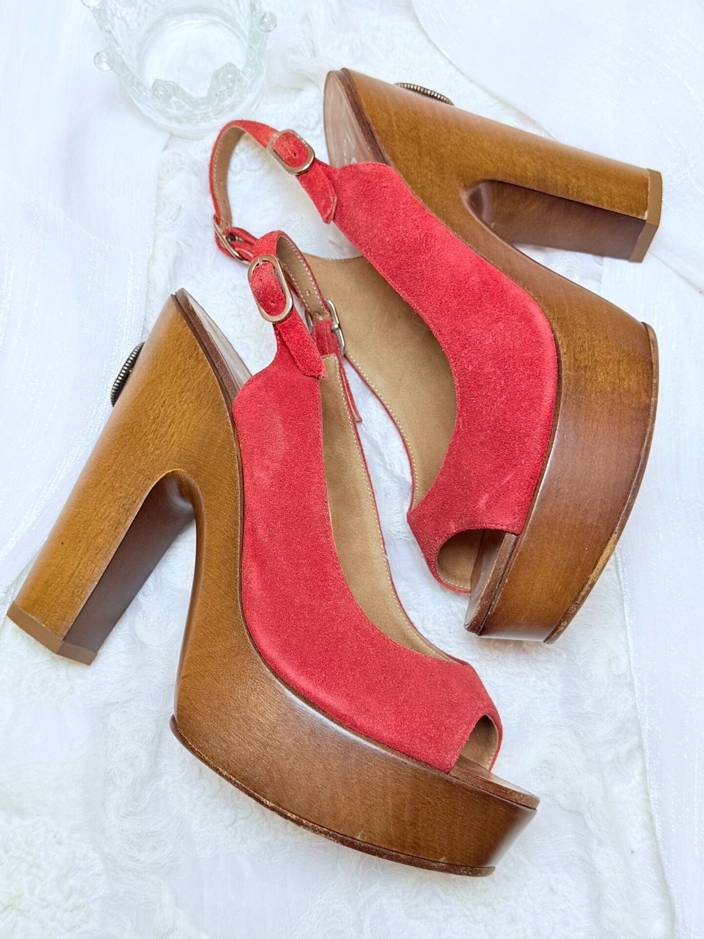 Chanel Chanel Suede Red Sandals us_8 Women Size US 8 / IT 38 - 3 Thumbnail