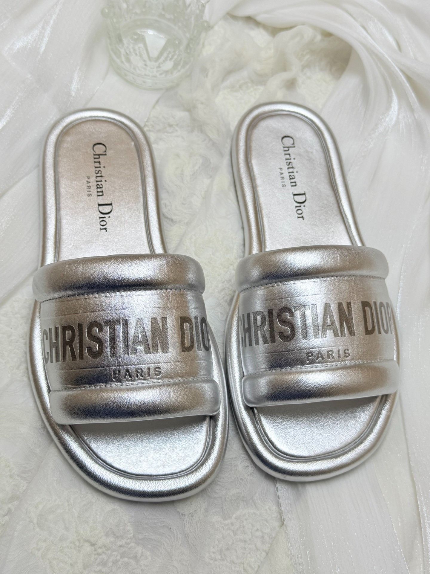 Dior Dior Leather Silver Sandals us_5-5 Women Size US 5.5 / IT 35.5 - 2 Thumbnail