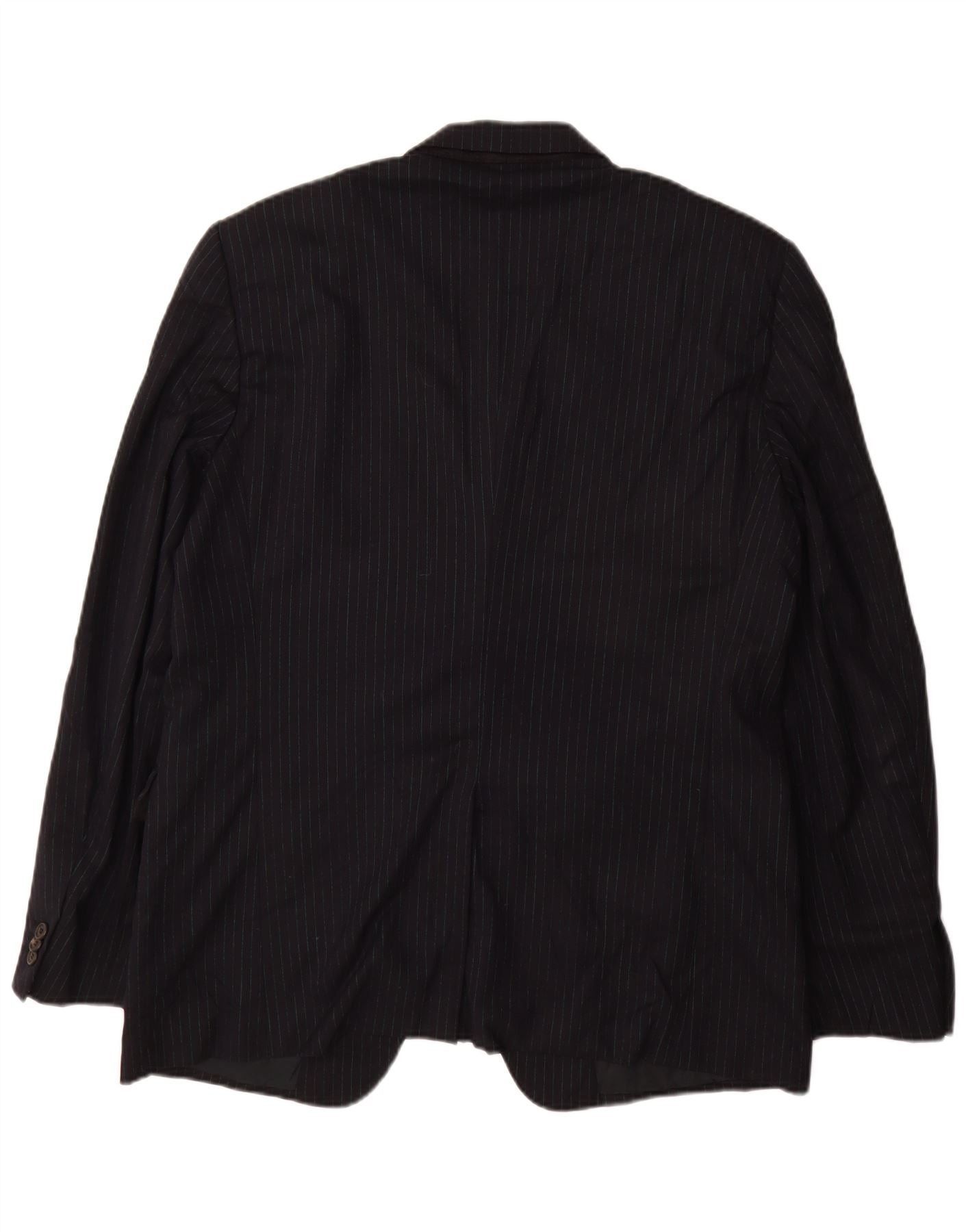 Prada Mens 3 Button Blazer Jacket 56 2XL Black Pinstripe Virgin Wo Size US XL / EU 56 / 4 - 2 Thumbnail