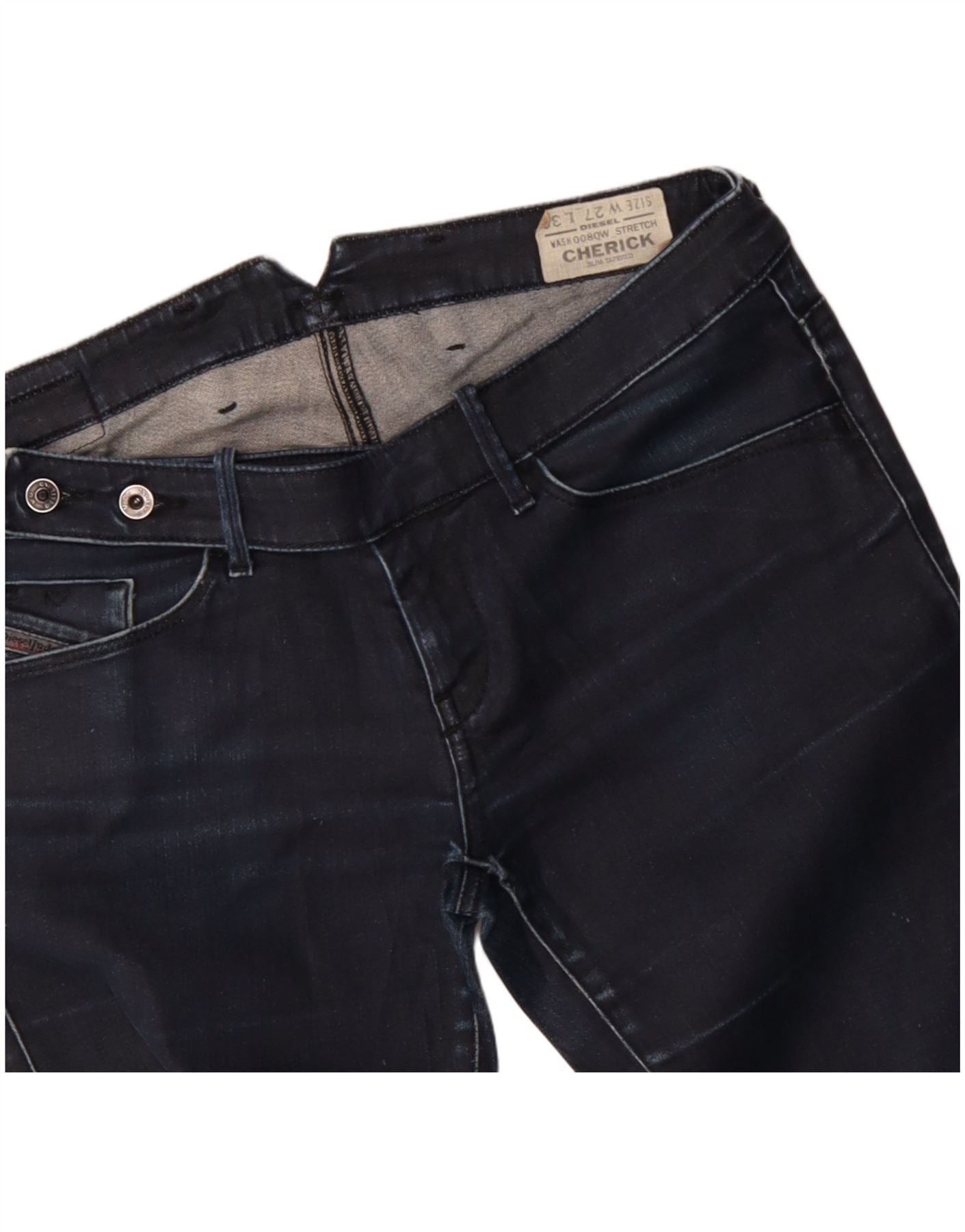 Diesel Womens Cherick Slim Tapered Jeans W27 L32 Navy Blue Cotton Size 27" / US 4 / IT 40 - 4 Thumbnail