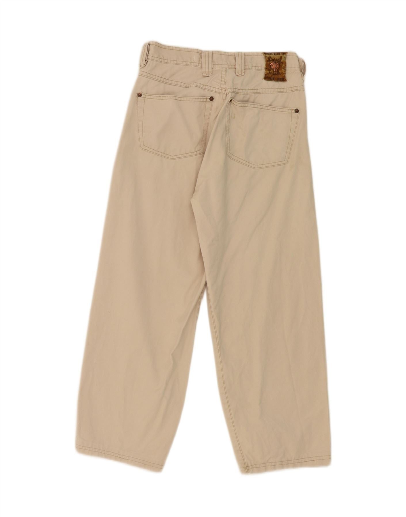 Diesel Womens High Waist Wide Leg Cropped Trousers W28 L25 Beige Size 24" / US 00 / IT 34 - 2 Thumbnail