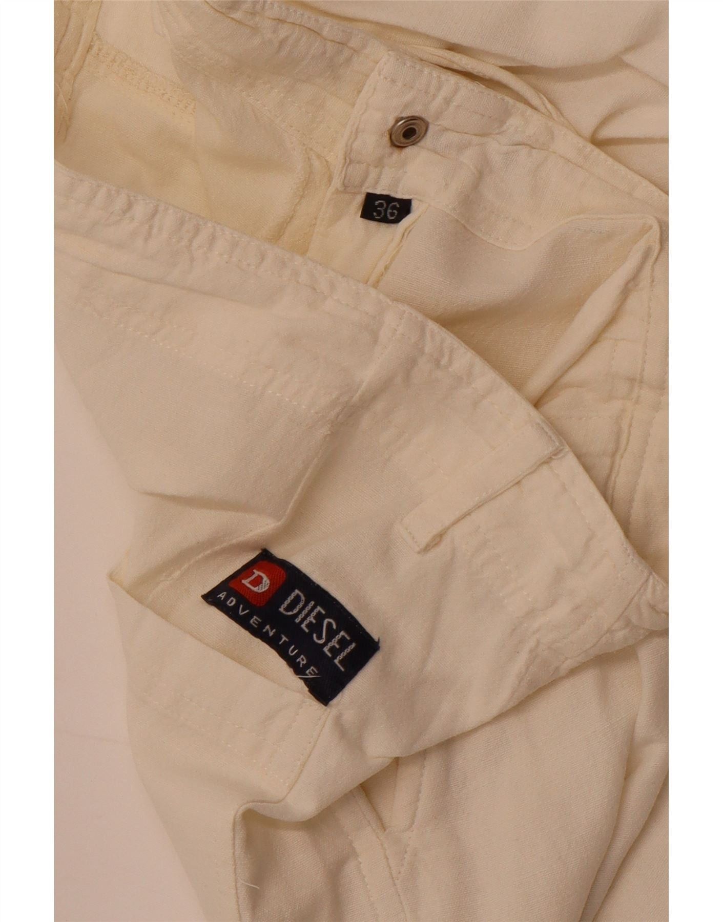 Diesel Womens Wide Leg Trousers W36 L27 Off White Size 26" / US 2 / IT 38 - 3 Thumbnail