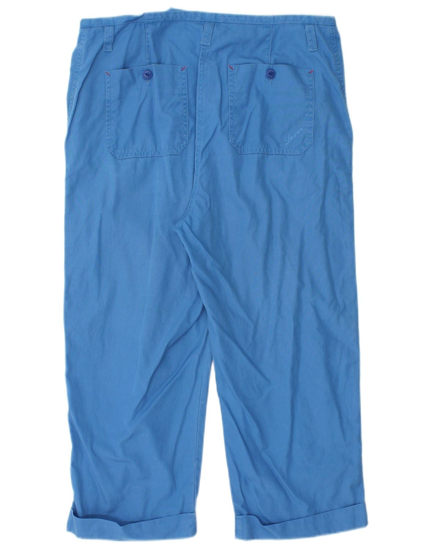 Ralph Lauren Womens Straight Capri Trousers US 10 Large W32 L20 Blue Size 28" / US 6 / IT 42 - 2 Thumbnail
