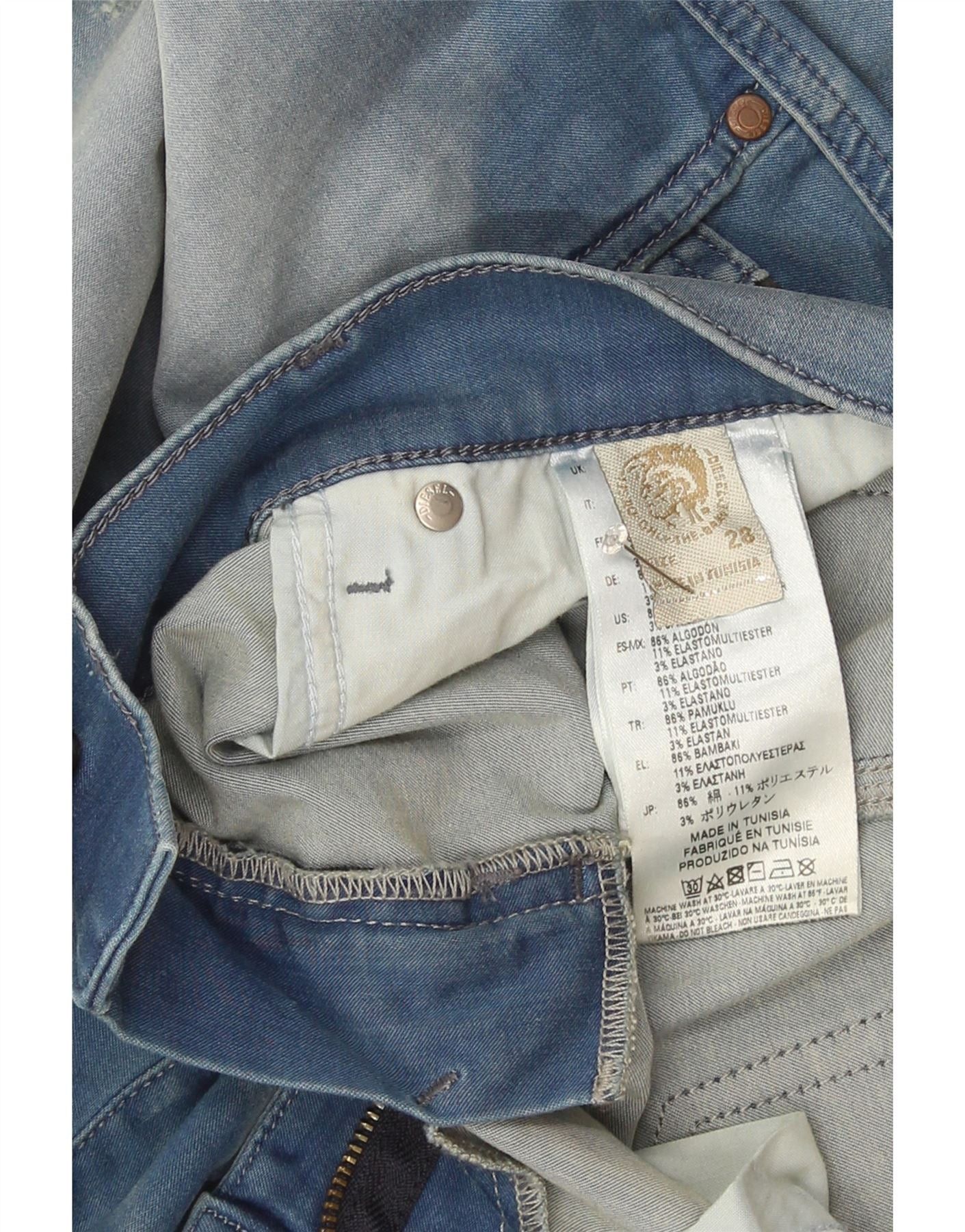 Diesel Womens Grupee Distressed Slim Jeans W28 L32 Blue Cotton Size 42" / US 20 - 3 Thumbnail