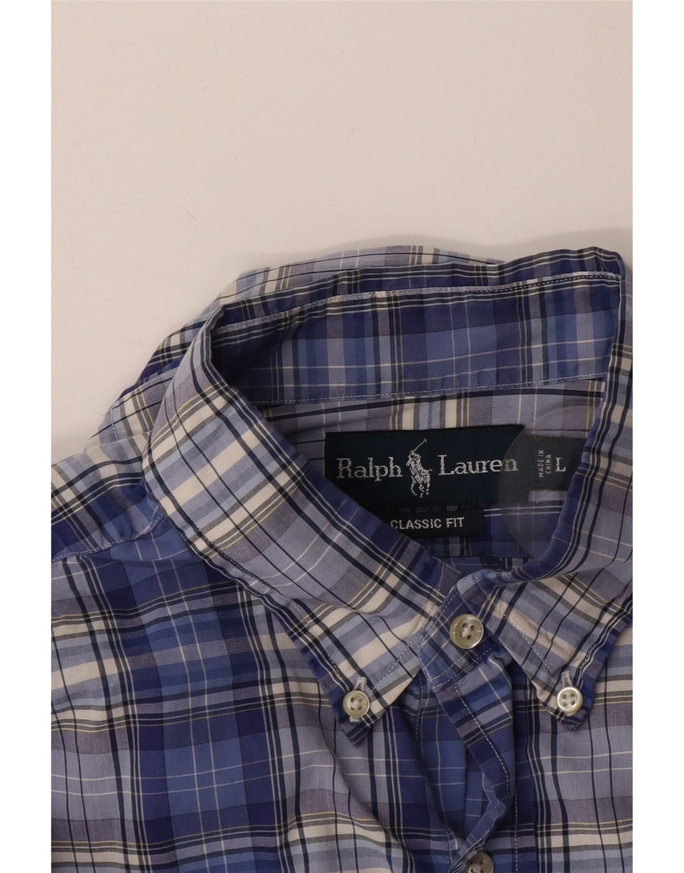 Ralph Lauren Mens Classic Fit Shirt Large Navy Blue Check Cotton Size US L / EU 52-54 / 3 - 3 Thumbnail