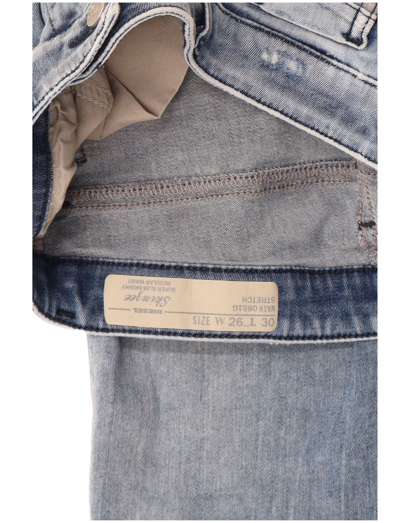 Diesel Womens Skinzee Distressed Super Slim Skinny Jeans W26 L30 Bl Size 42" / US 20 - 3 Thumbnail
