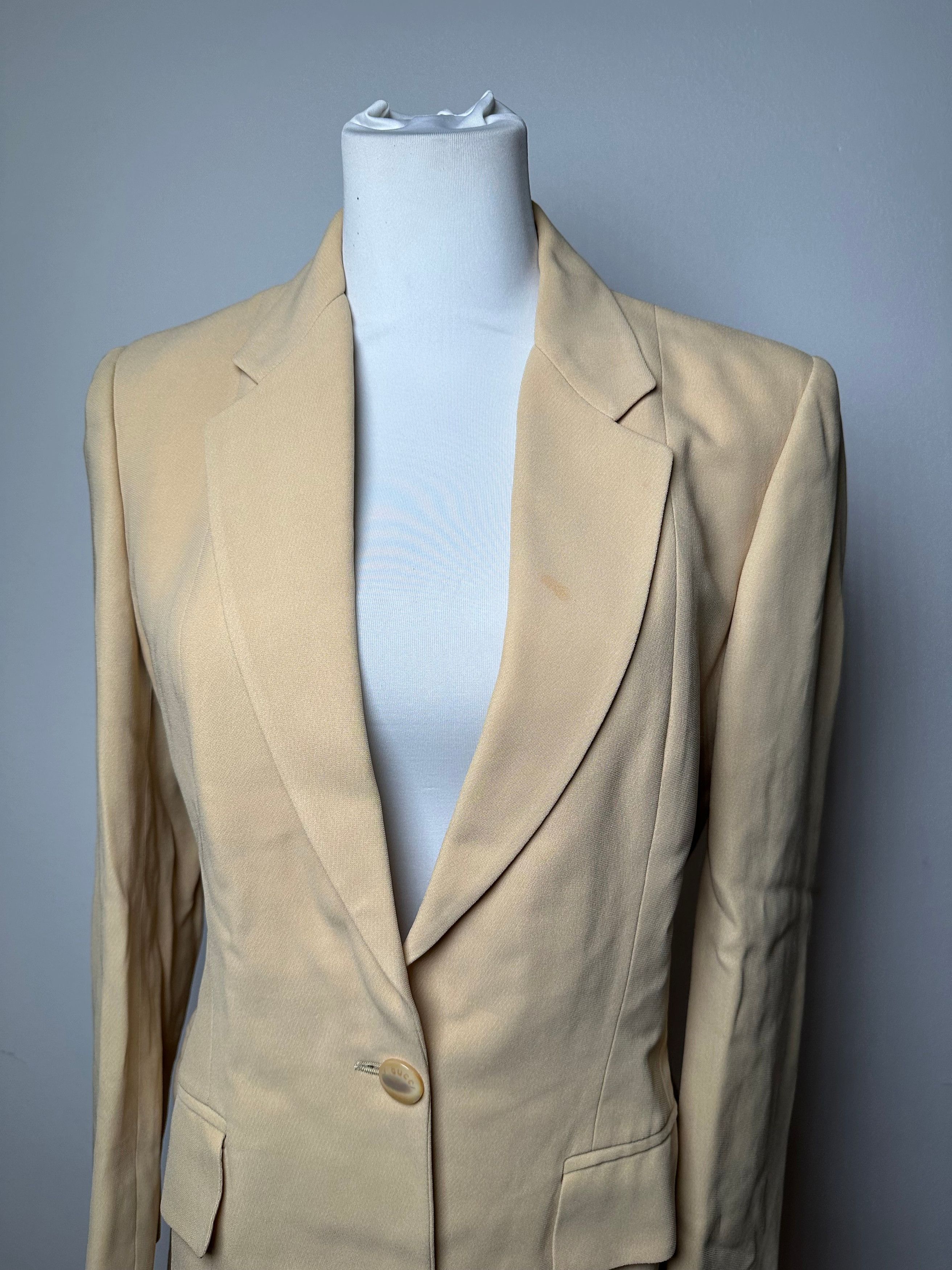 Gucci Vintage Viscose Longline Blazer Beige IT42 Size M / US 6-8 / IT 42-44 - 15 Thumbnail