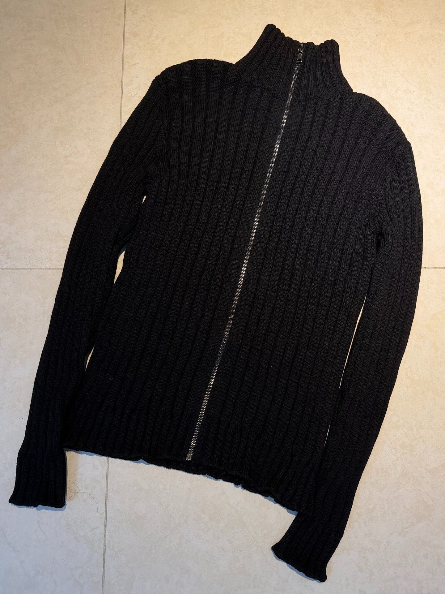 Prada PRADA Ribbed High Neck Zip Wool Jacket Size US M / EU 48-50 / 2 - 2 Thumbnail