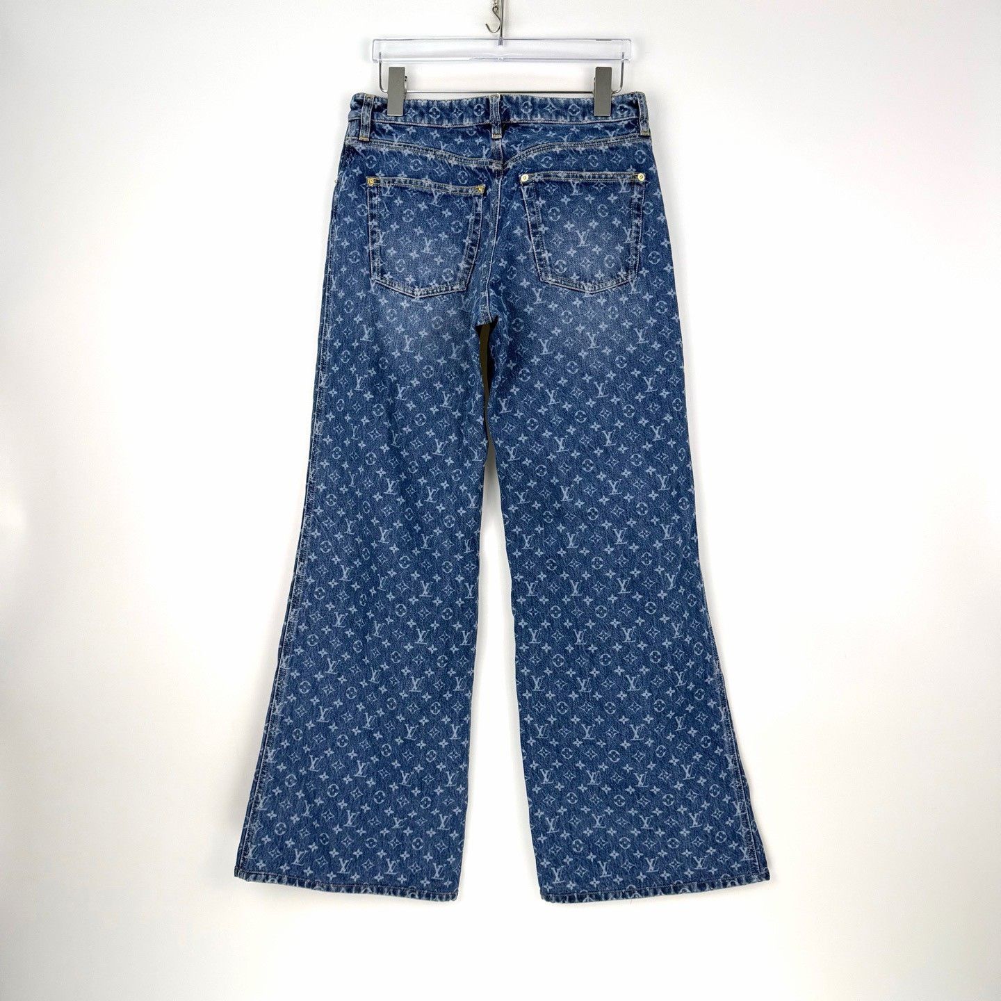 Louis Vuitton LV Blue Monogram Print Denim Jeans Size US 38 / EU 54 - 4 Thumbnail