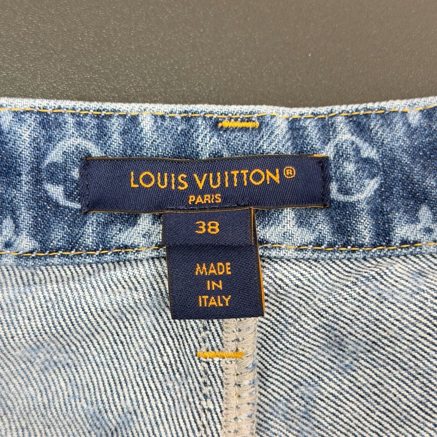 Louis Vuitton LV Blue Monogram Print Denim Jeans Size US 38 / EU 54 - 5 Thumbnail