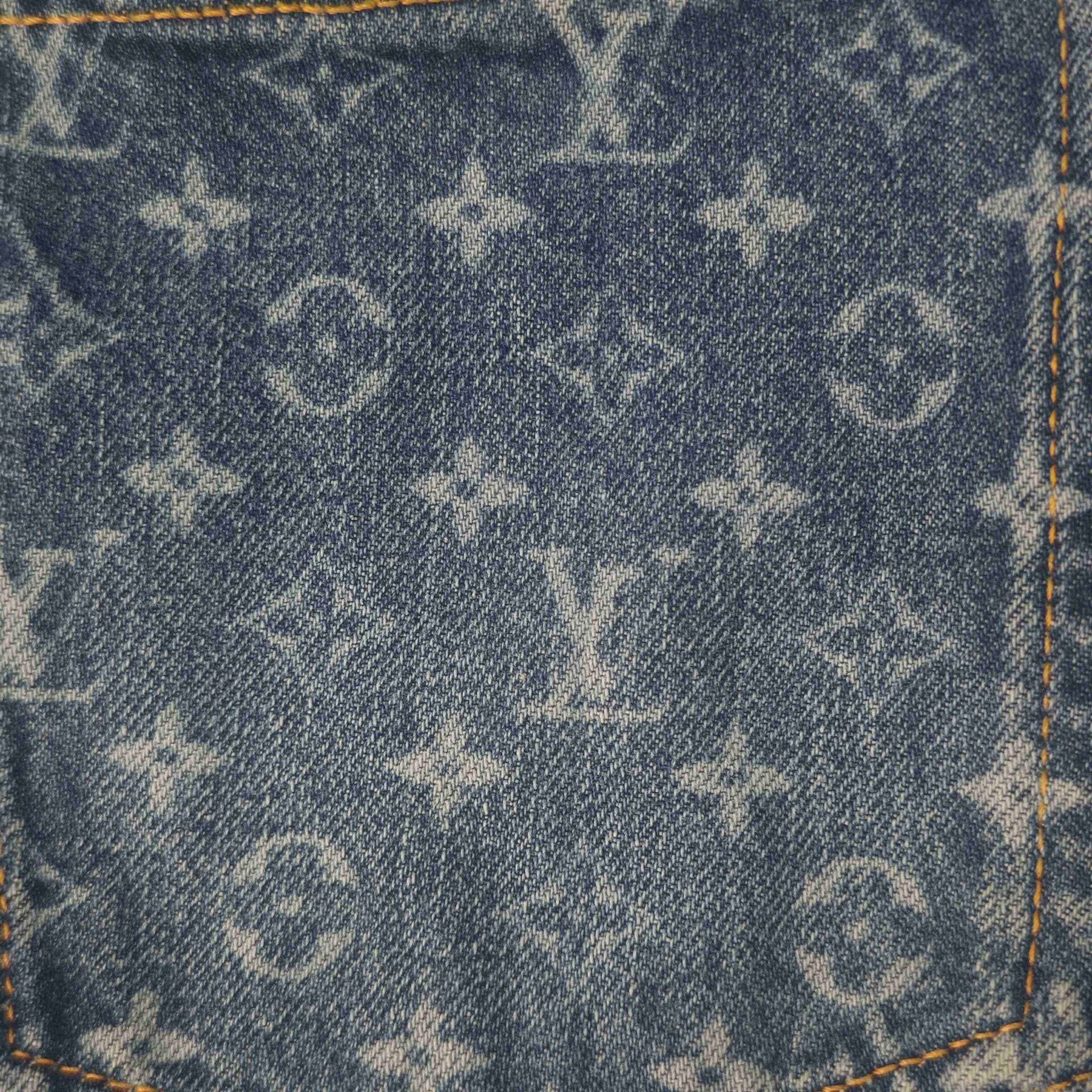 Louis Vuitton LV Blue Monogram Print Denim Jeans Size US 38 / EU 54 - 8 Thumbnail