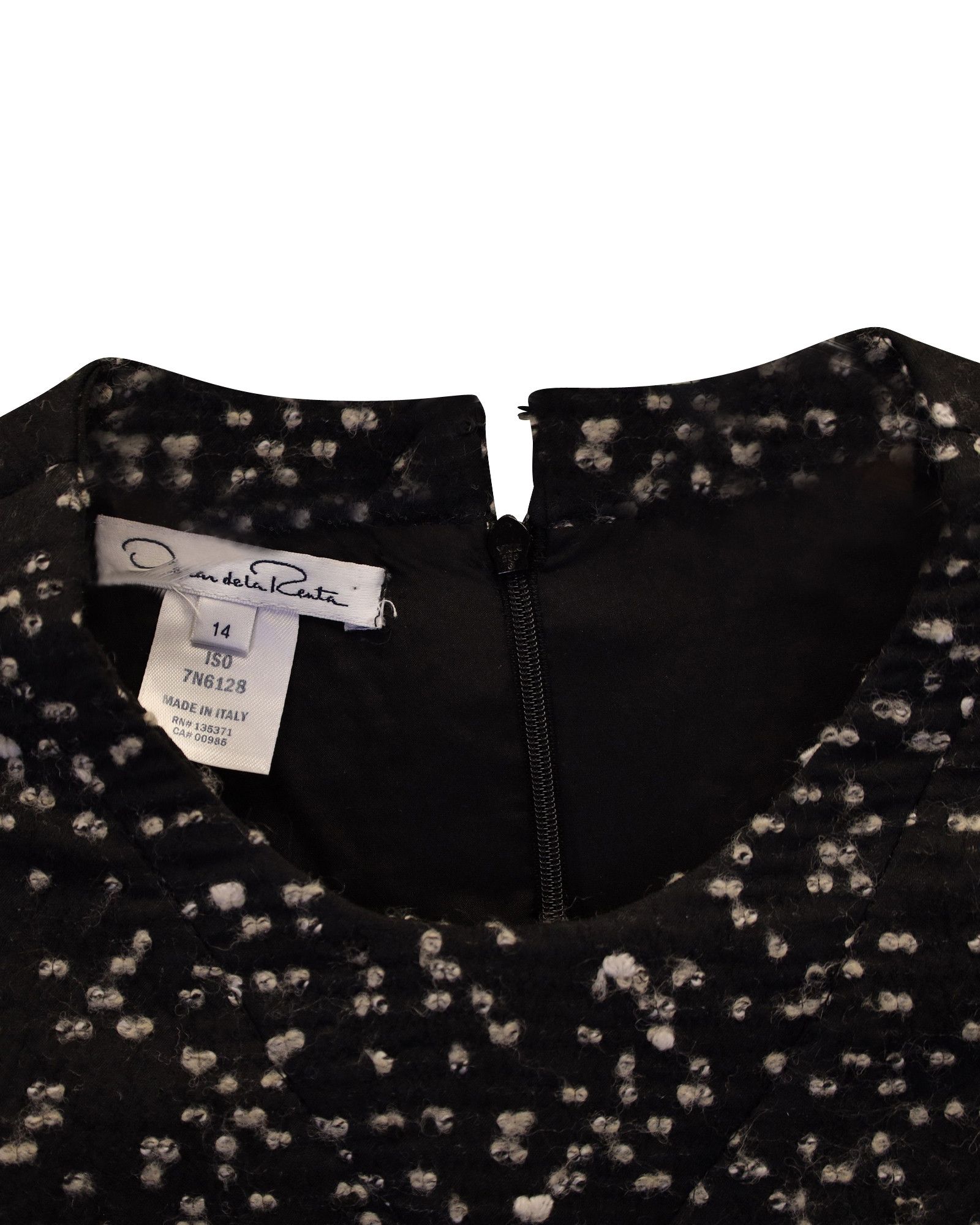 Oscar De La Renta Oscar De La Renta Dotted Dress in Black Polyamide Wool Size M / US 6-8 / IT 42-44 - 3 Thumbnail