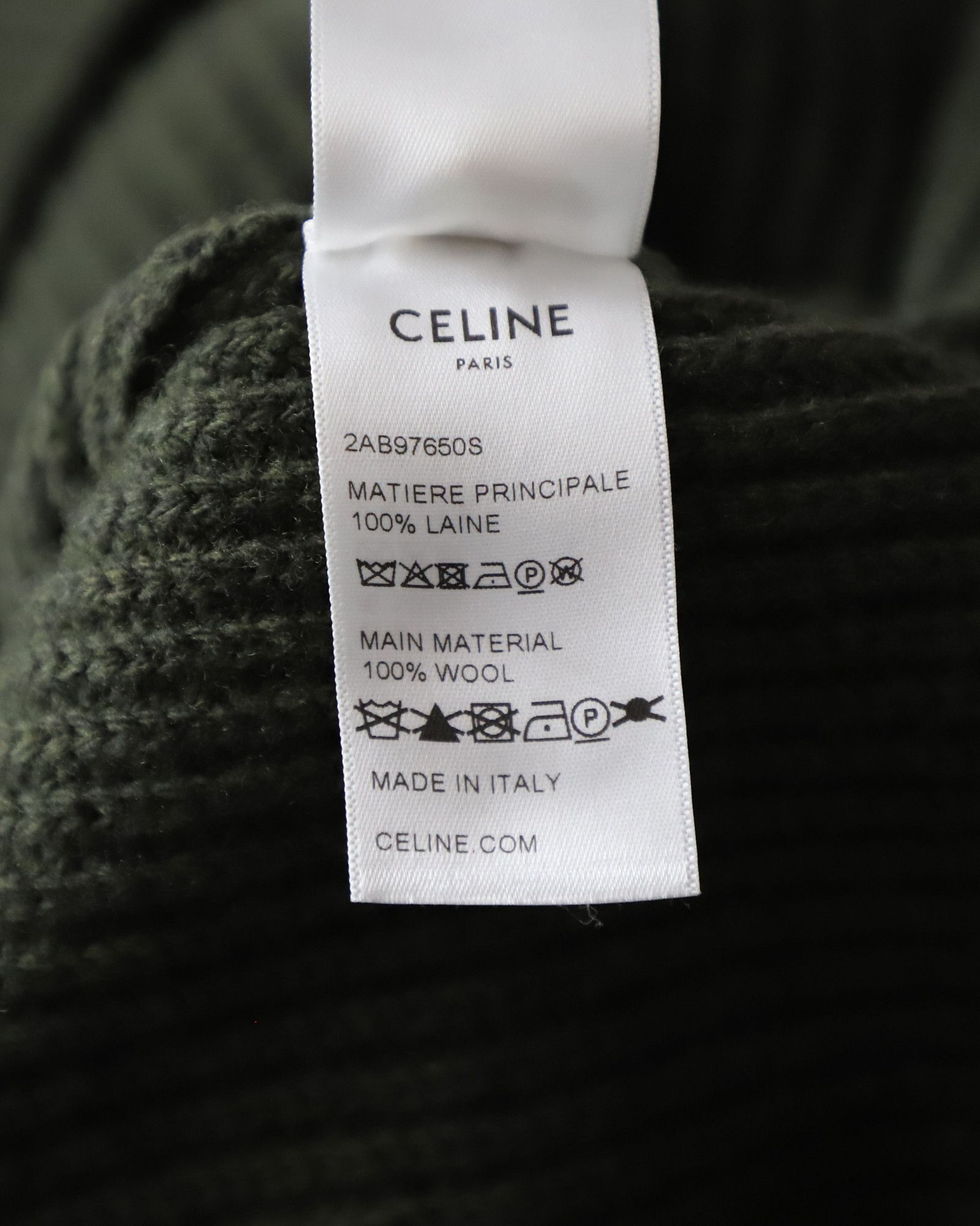 Celine Celine Oversized Leopard Logo Crewneck Sweater In Green Wool Size US M / EU 48-50 / 2 - 6 Thumbnail