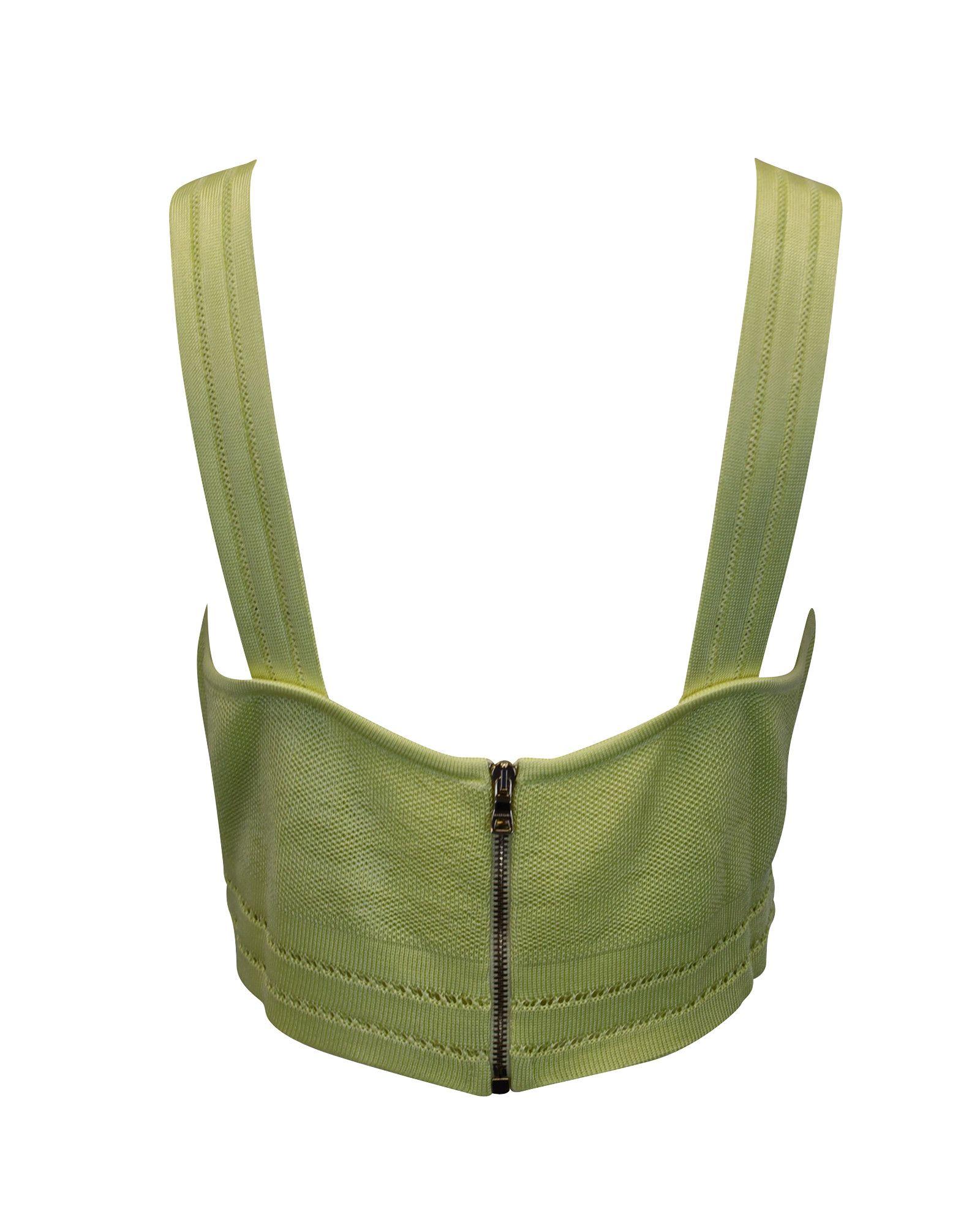Balmain Balmain Sleeveless Knitted Crop Top in Lime Green Viscose Size XXS / US 00 / IT 34 - 3 Thumbnail