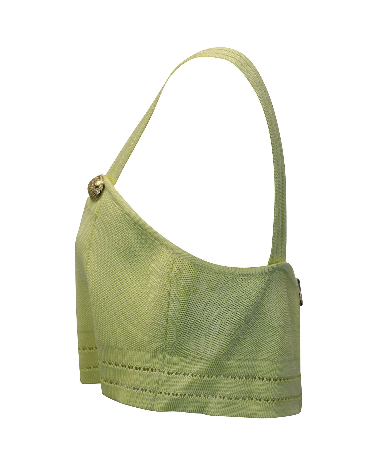 Balmain Balmain Sleeveless Knitted Crop Top in Lime Green Viscose Size XXS / US 00 / IT 34 - 2 Thumbnail