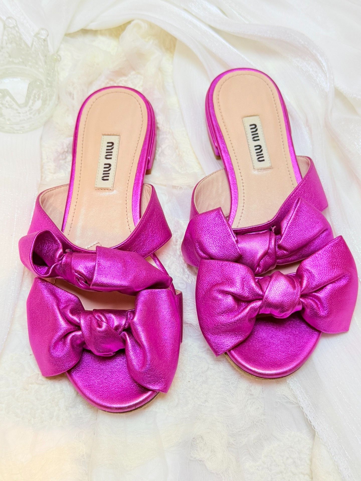 Miu Miu Miu Miu Leather Pink Sandals it_34-5 Women Size US 4.5 / IT 34.5 - 2 Thumbnail