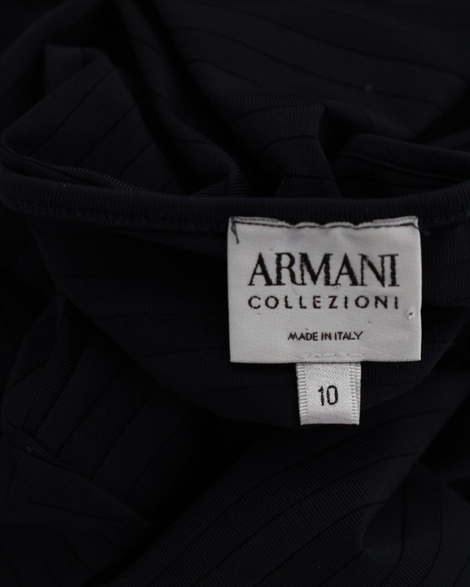 Armani Armani Collezioni Striped V-Neck T-Shirt in Black Polyamide Size XS / US 0-2 / IT 36-38 - 3 Thumbnail
