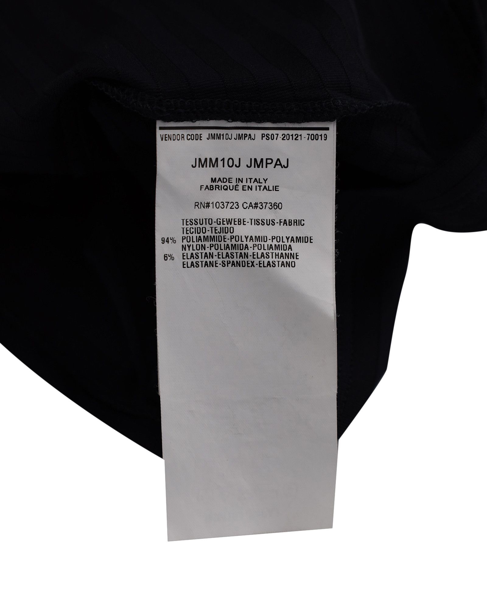 Armani Armani Collezioni Striped V-Neck T-Shirt in Black Polyamide Size XS / US 0-2 / IT 36-38 - 4 Thumbnail