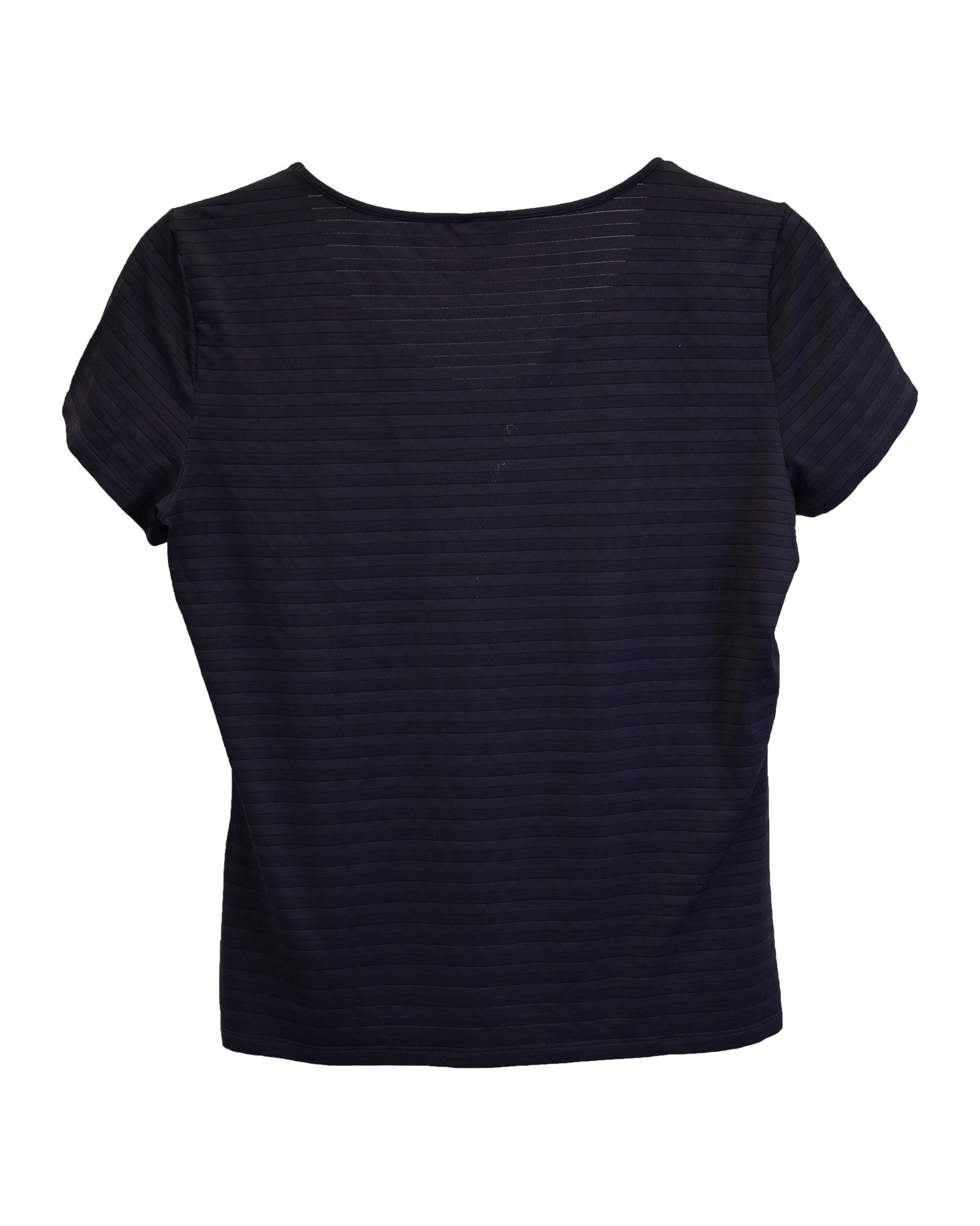Armani Armani Collezioni Striped V-Neck T-Shirt in Black Polyamide Size XS / US 0-2 / IT 36-38 - 2 Thumbnail
