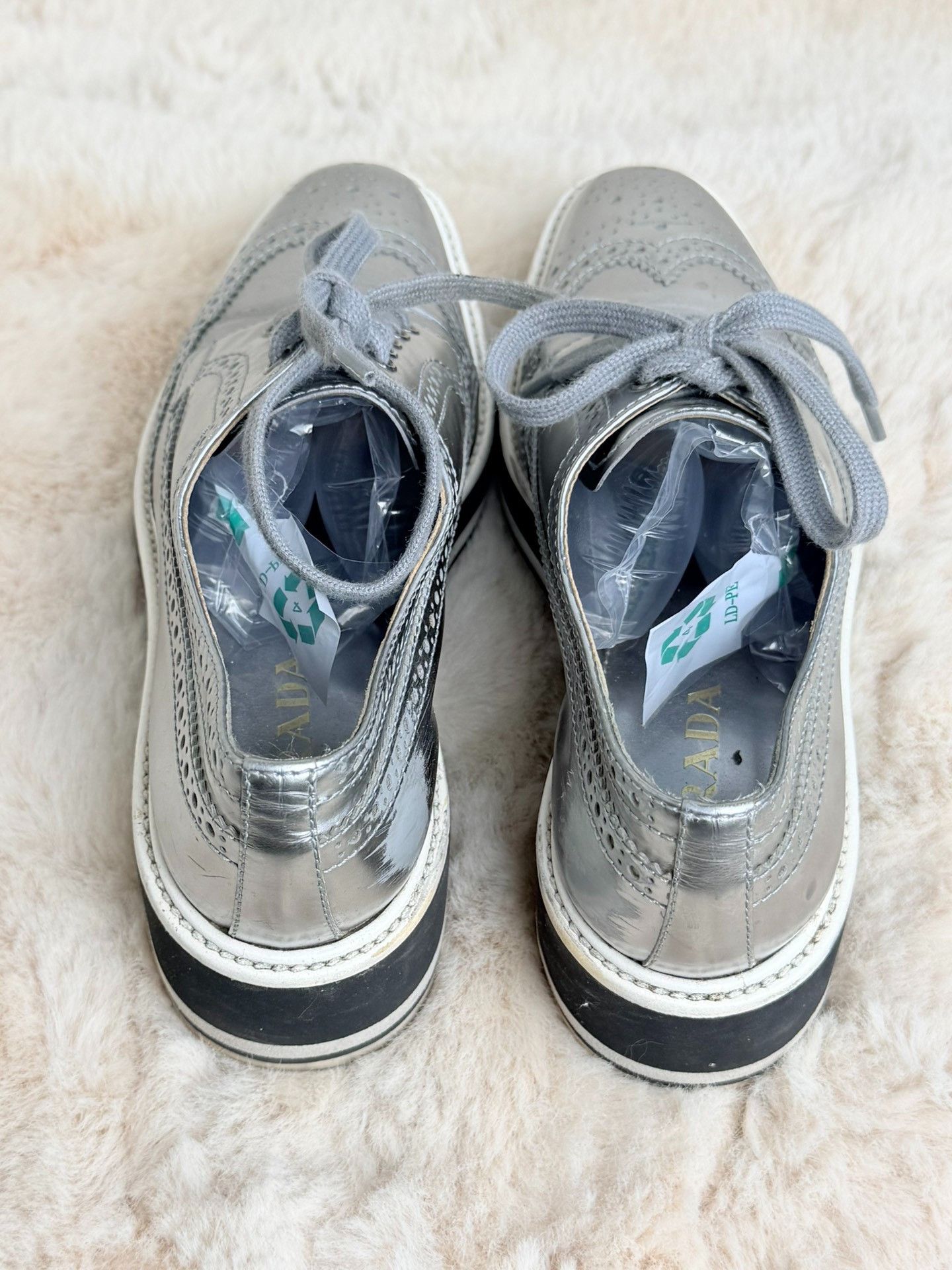 Prada Prada Silver Lowtop Sneakers us_5-5 Women Size US 5.5 / IT 35.5 - 4 Thumbnail