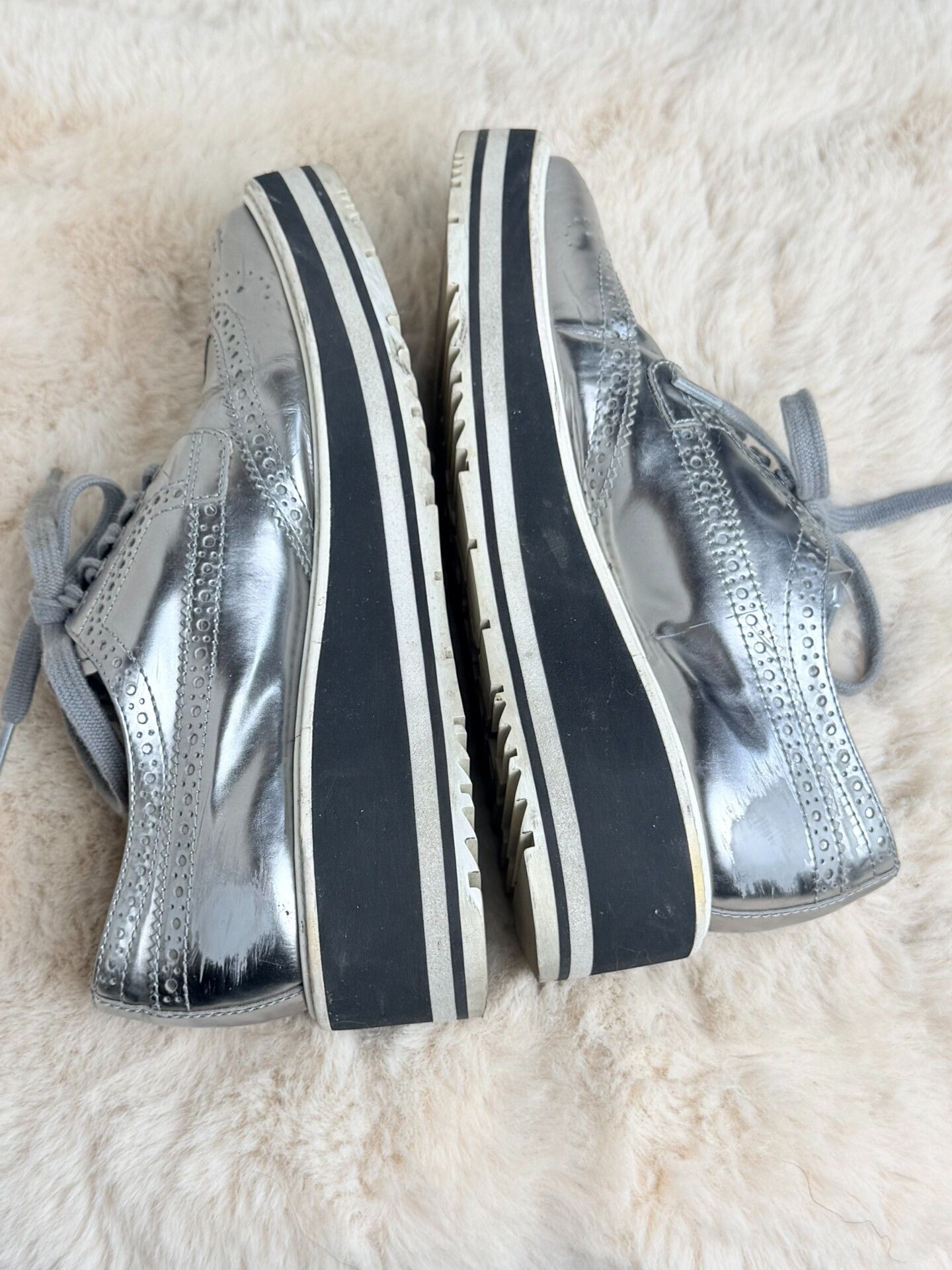 Prada Prada Silver Lowtop Sneakers us_5-5 Women Size US 5.5 / IT 35.5 - 5 Thumbnail