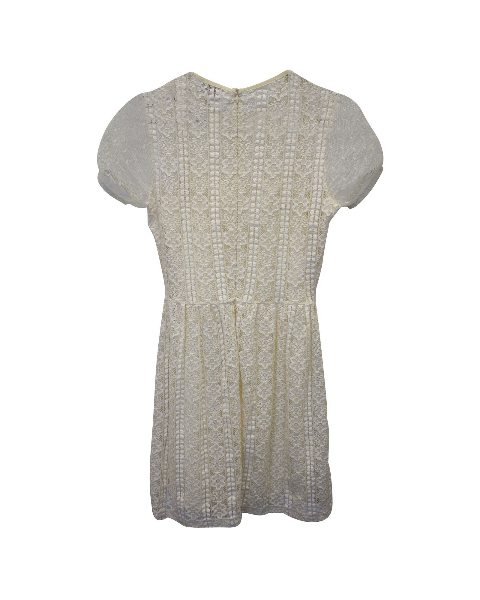 RED Valentino Red Valentino Puffed Sleeve Dress in Cream Polyamide Lace Size XS / US 0-2 / IT 36-38 - 2 Thumbnail
