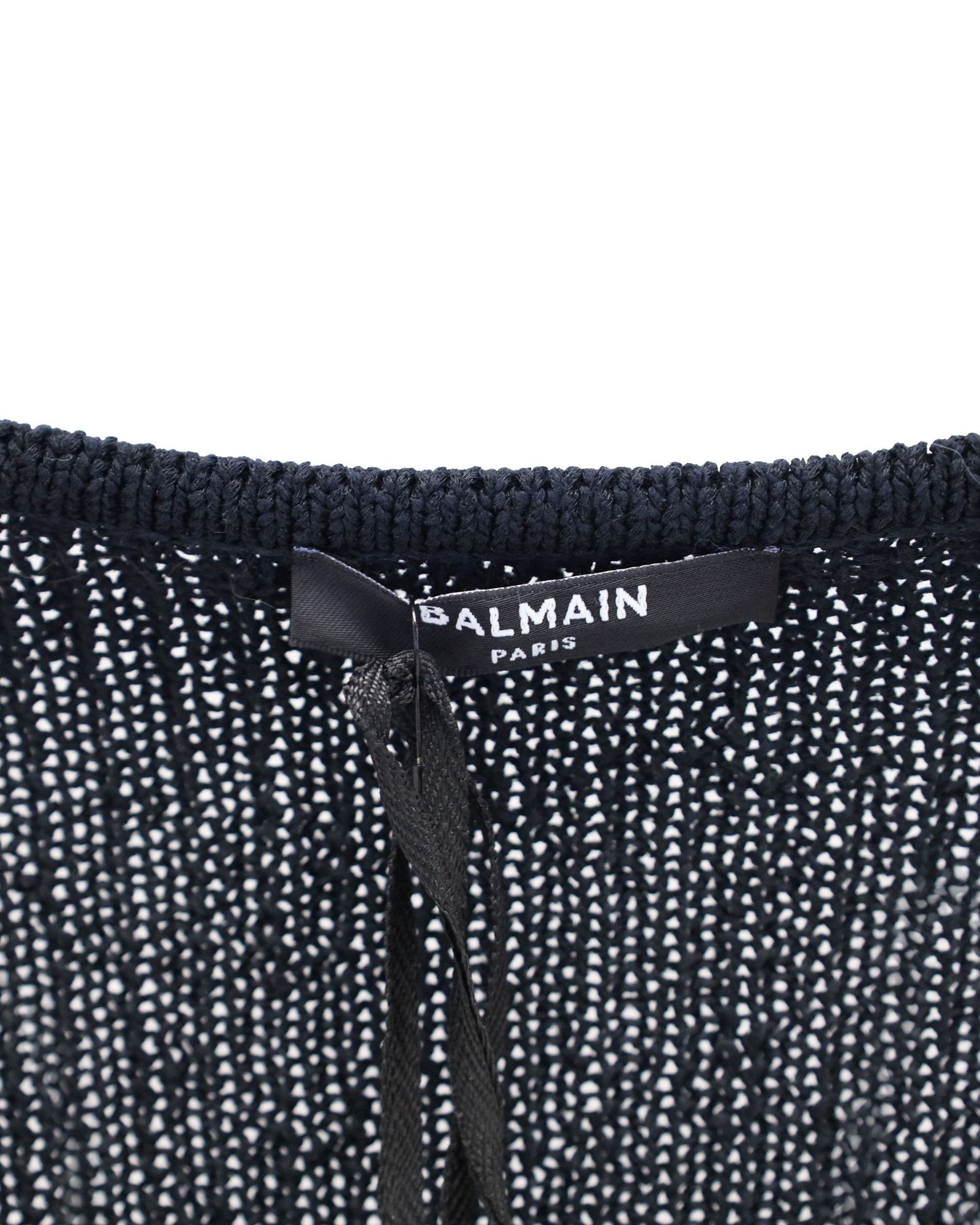 Balmain Balmain Sailor Style Knitted Striped Dress in Navy Blue Poly Size S / US 4 / IT 40 - 4 Thumbnail