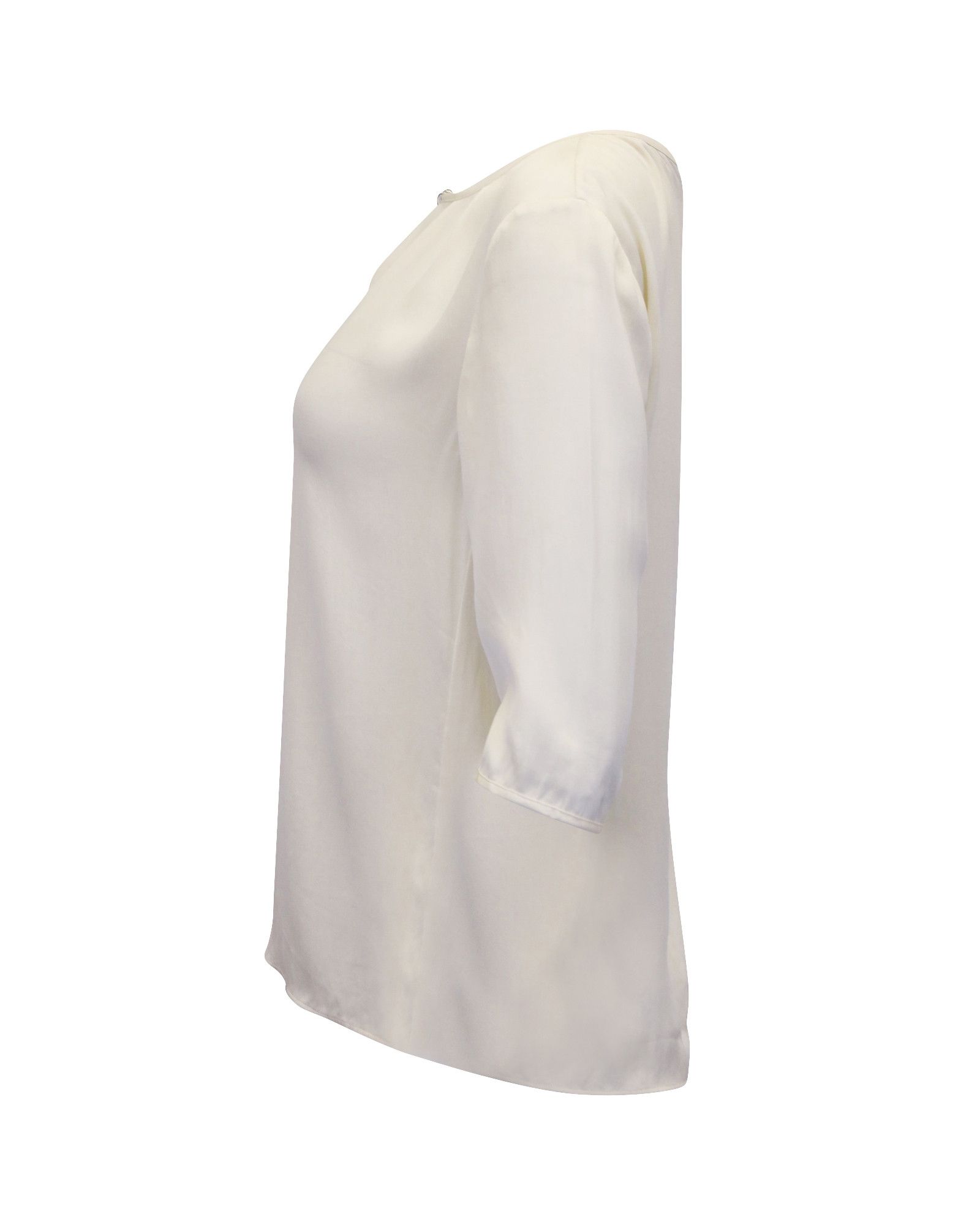 Hugo Boss Hugo Boss Keyhole Neck Quarter Sleeves Blouse in Cream Silk Size XS / US 0-2 / IT 36-38 - 2 Thumbnail