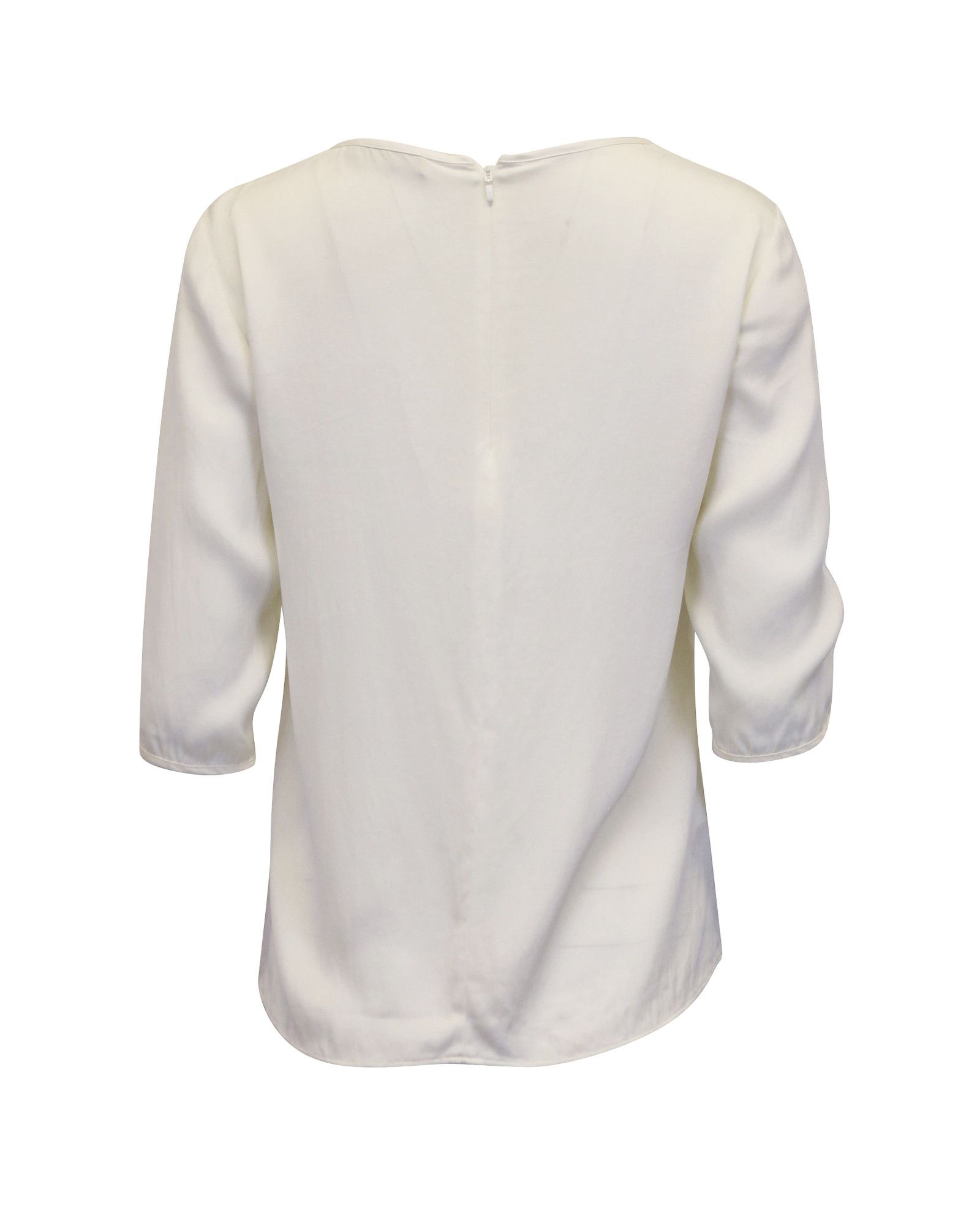 Hugo Boss Hugo Boss Keyhole Neck Quarter Sleeves Blouse in Cream Silk Size XS / US 0-2 / IT 36-38 - 3 Thumbnail