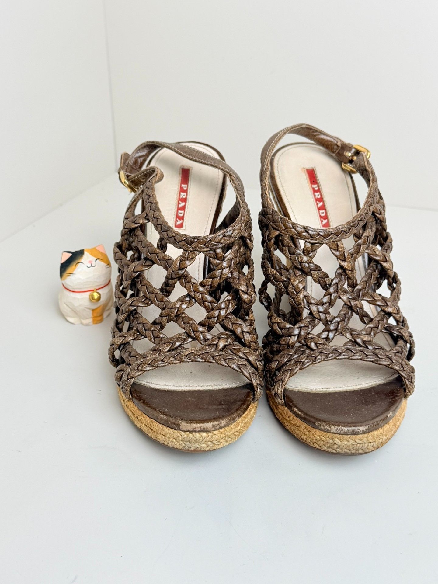 Prada Prada Knit Brown Sandals us_7 Women Size US 7 / IT 37 - 3 Thumbnail