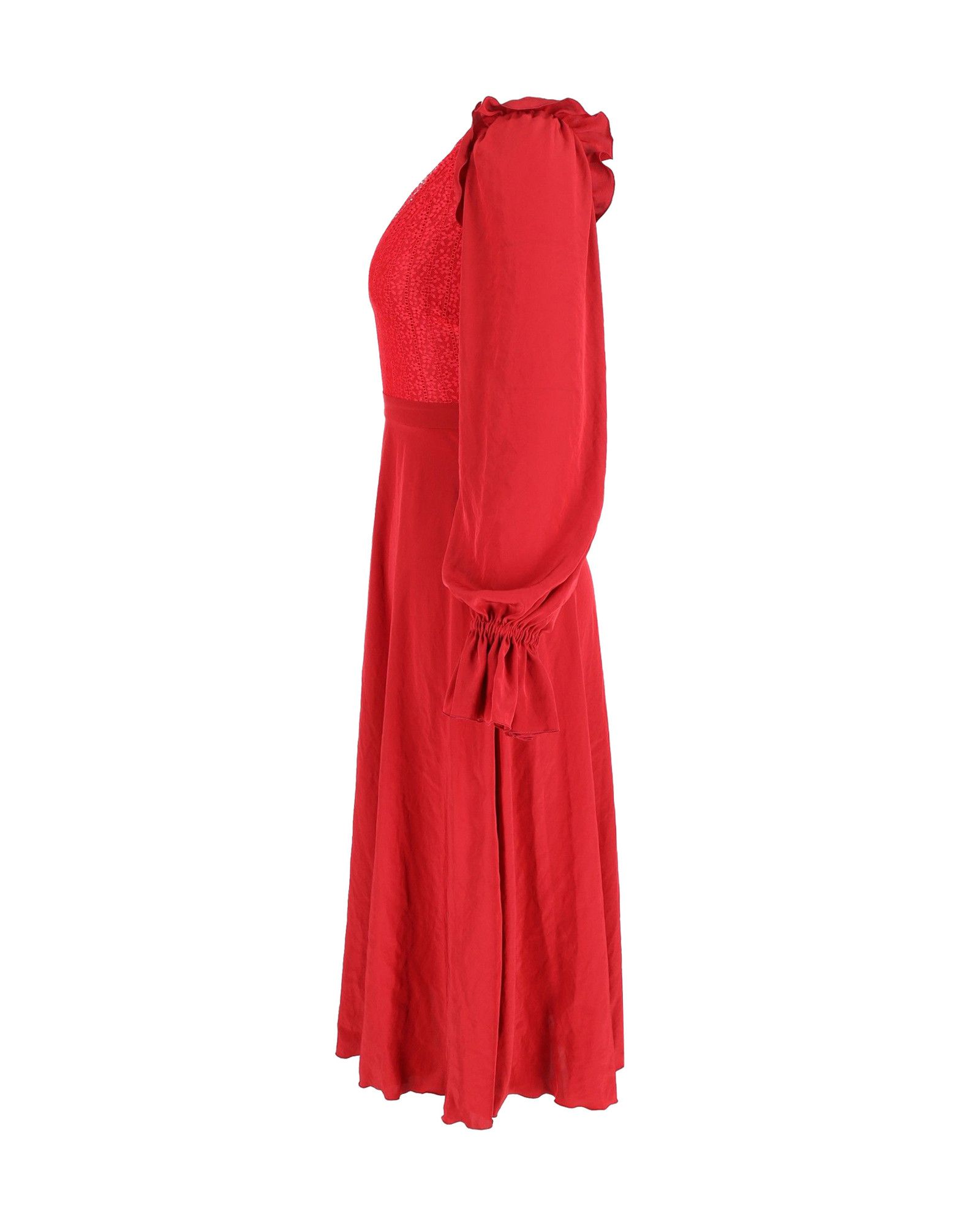 Philosophy di Lorenzo Serafini Philosophy Di Lorenzo Serafini V-Neck Midi Dress in Red Poly Size S / US 4 / IT 40 - 2 Thumbnail